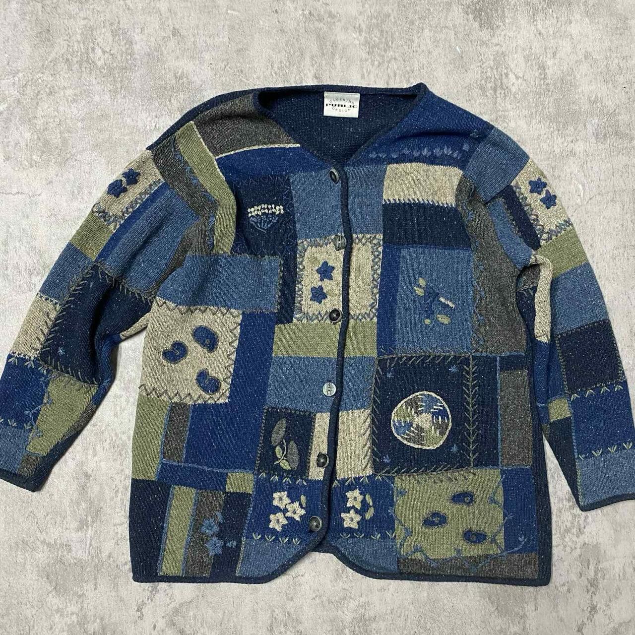 Other Cropped blue patchwork cardigan with embroidered Size US L / EU 52-54 / 3 - 1 Thumbnail