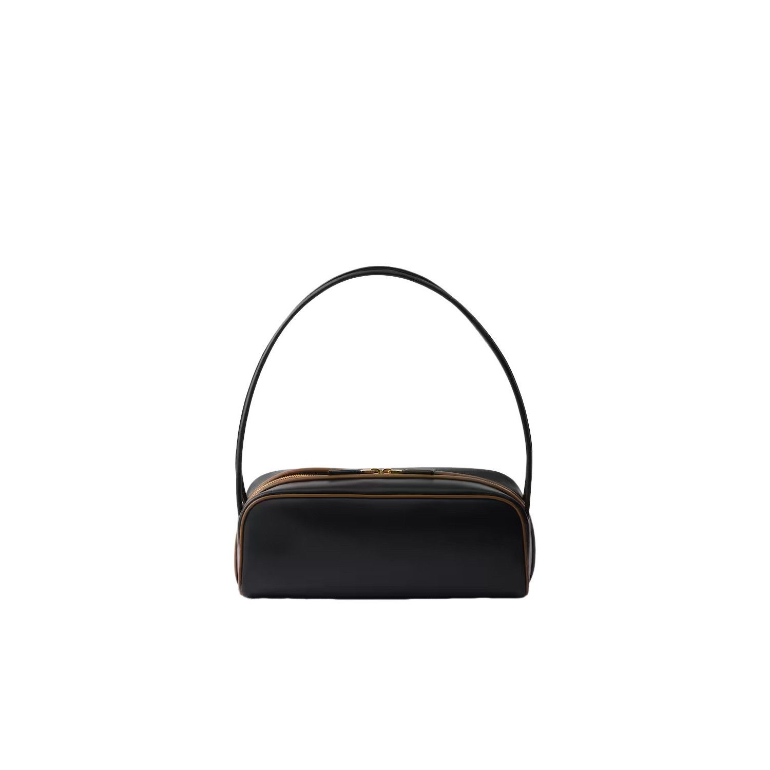 Prada PRADA Swing $3500 Black/Hazelnut Leather Shoulder Bag New & Size ONE SIZE - 3 Thumbnail
