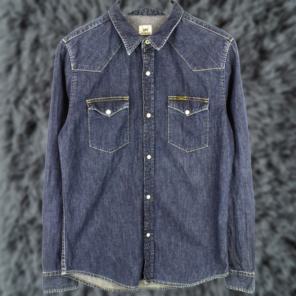 Lee LEE Western Shirt Mens M Denim Snap Button Spread Collar Blue Size US M / EU 48-50 / 2 - 1 Thumbnail