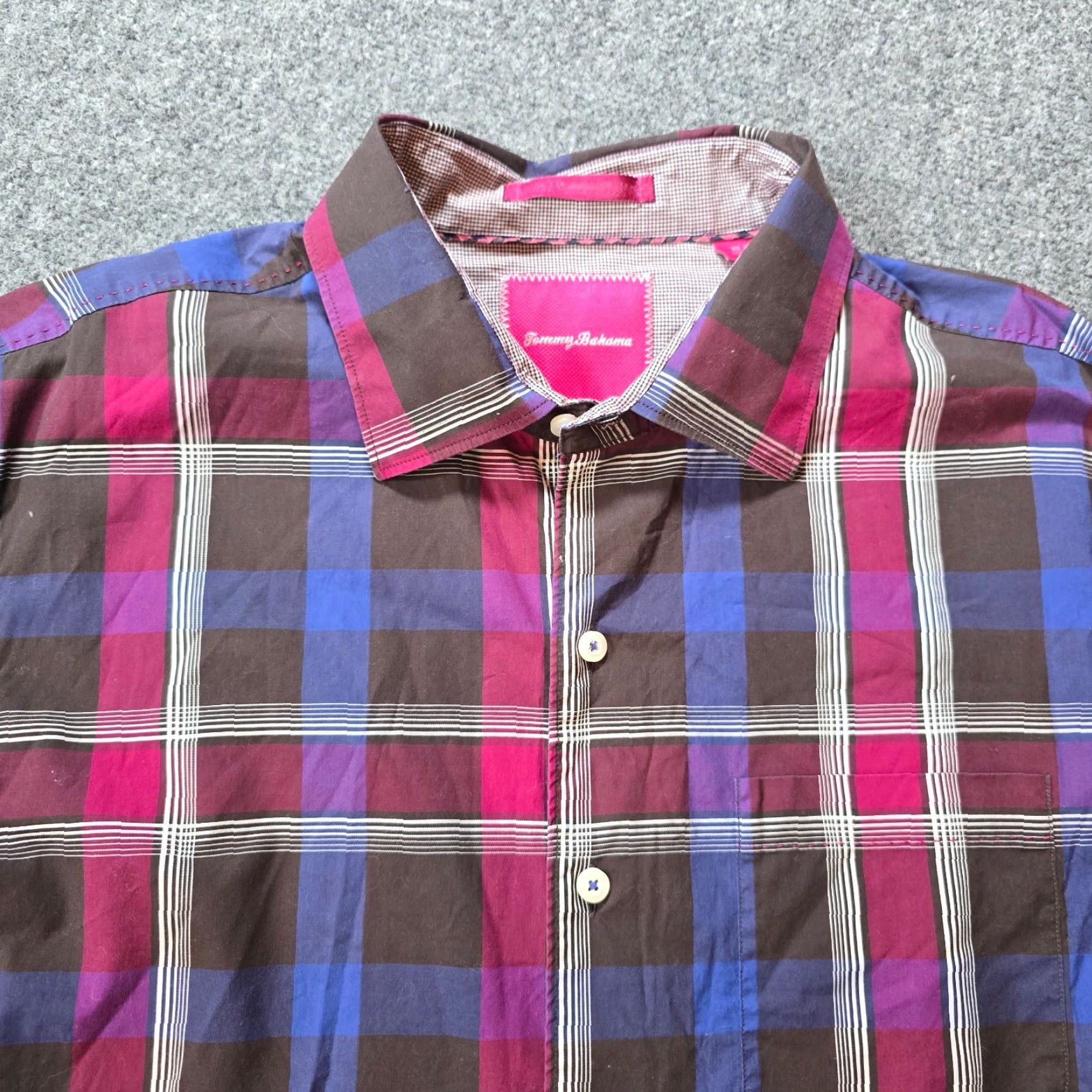 Tommy Bahama Tommy Bahama Shirt Mens XL Pink Brown Plaid Button Long Sleeve Casual Career Shirt Size US XL / EU 56 / 4 - 2 Thumbnail