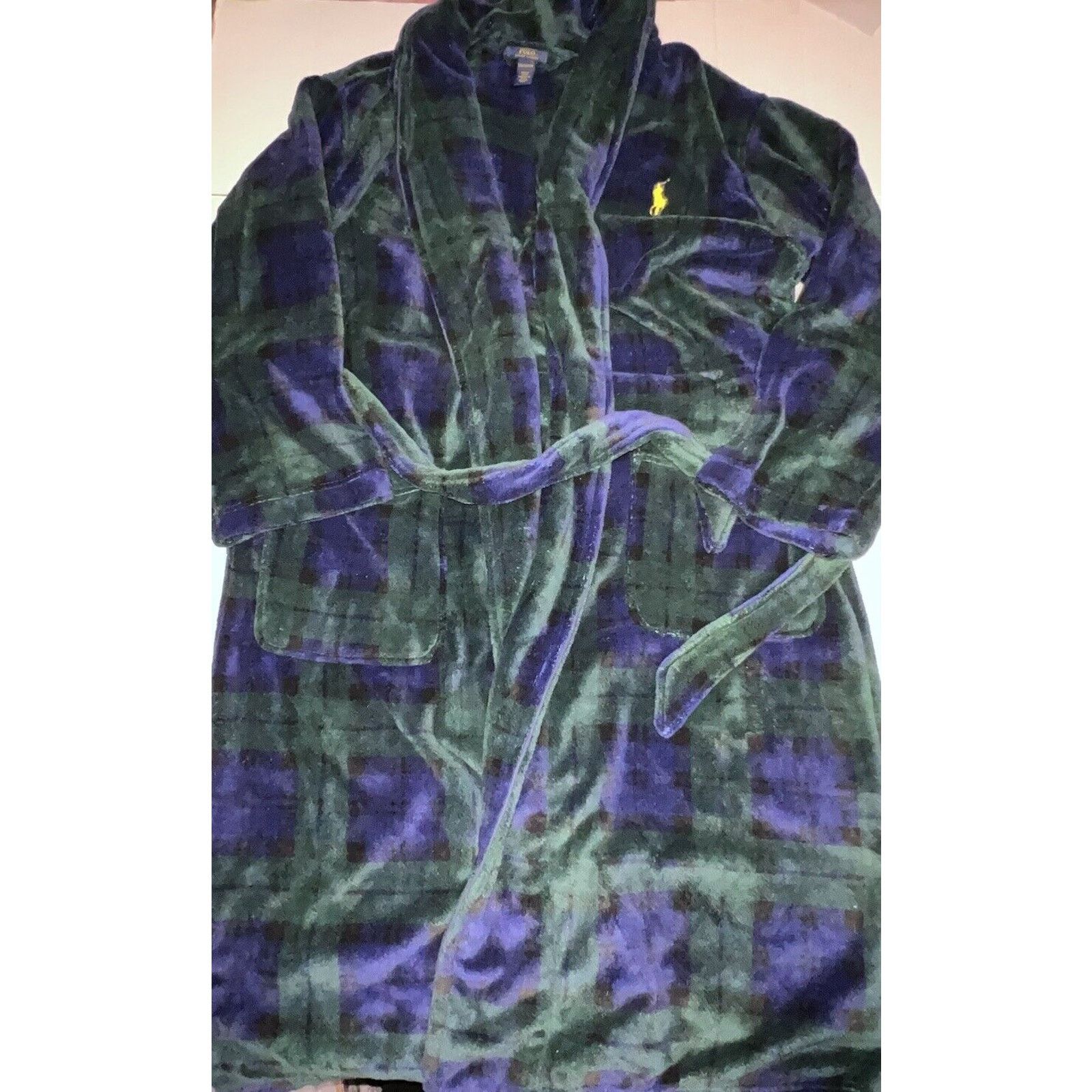 Polo Ralph Lauren Polo Ralph Lauren Robe Men S/M Plaid Green Tartan Flannel Size ONE SIZE - 1 Thumbnail