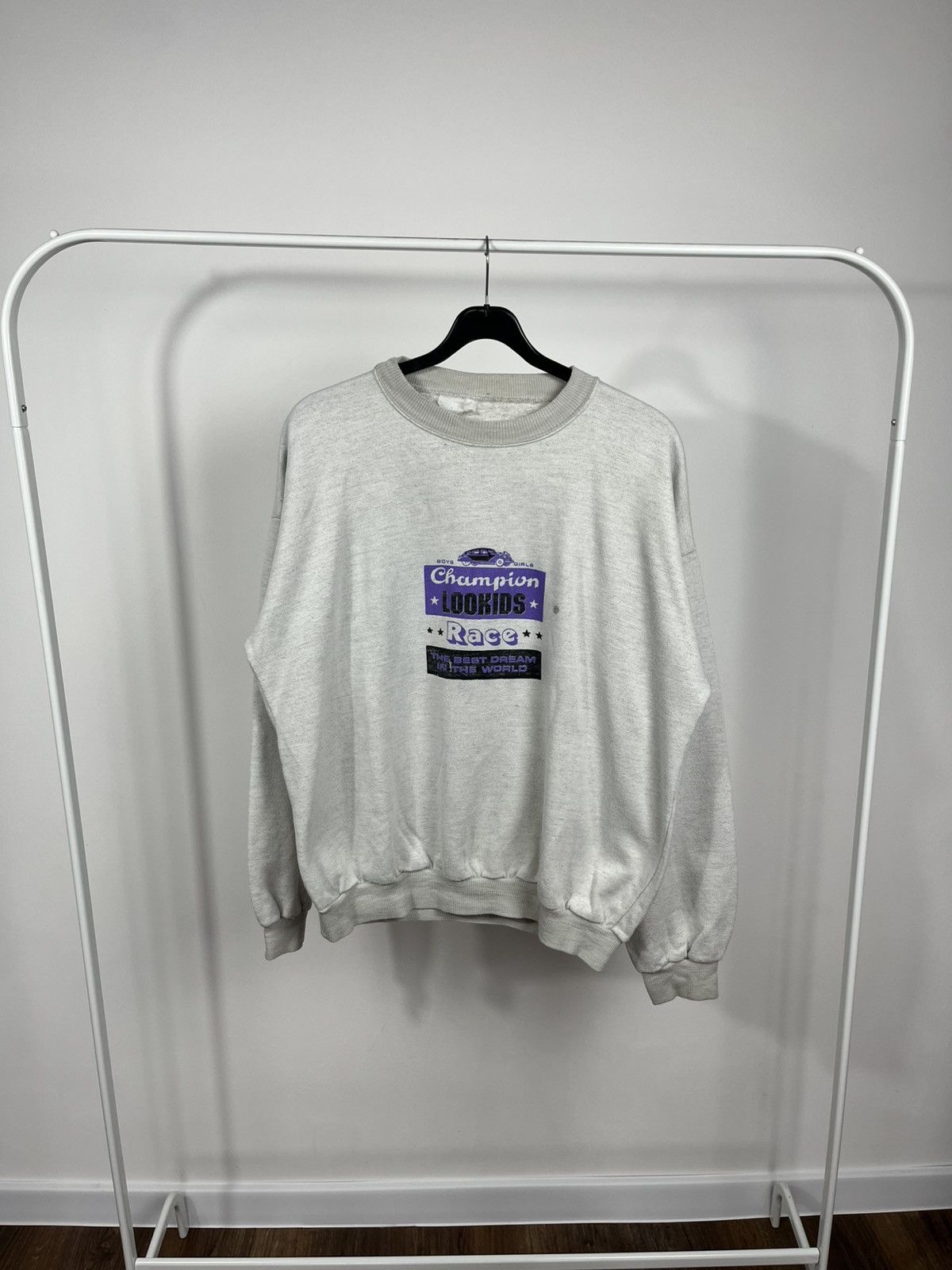 Other Vintage Grey Graphic Sweatshirt Champion Lookids Race Prints Size US XL / EU 56 / 4 - 1 Thumbnail