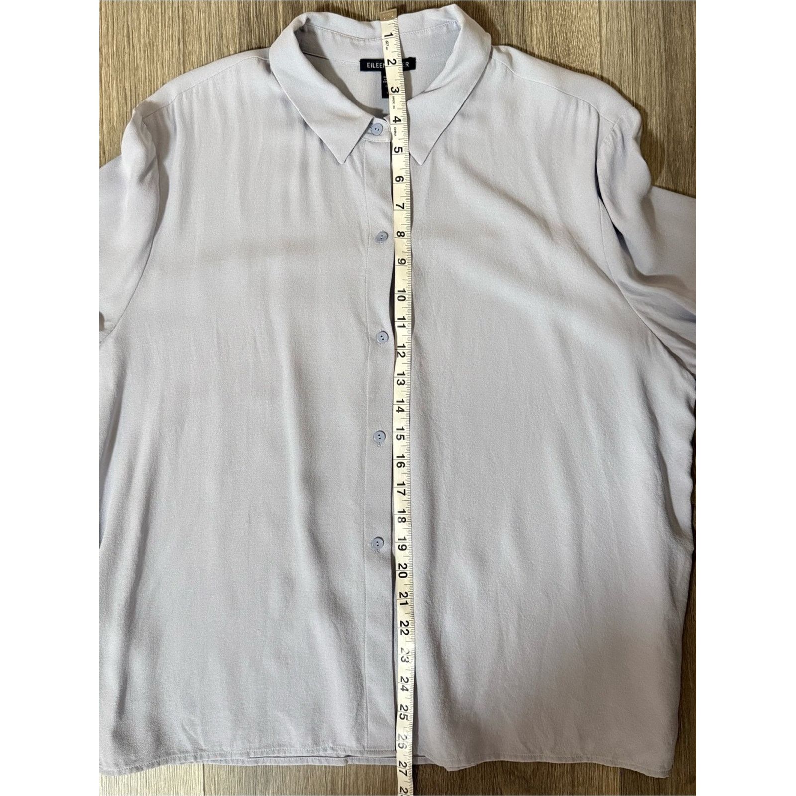 Eileen Fisher Eileen Fisher Light Blue Silk Button Down Shirt Size Large Size L / US 10 / IT 46 - 7 Thumbnail