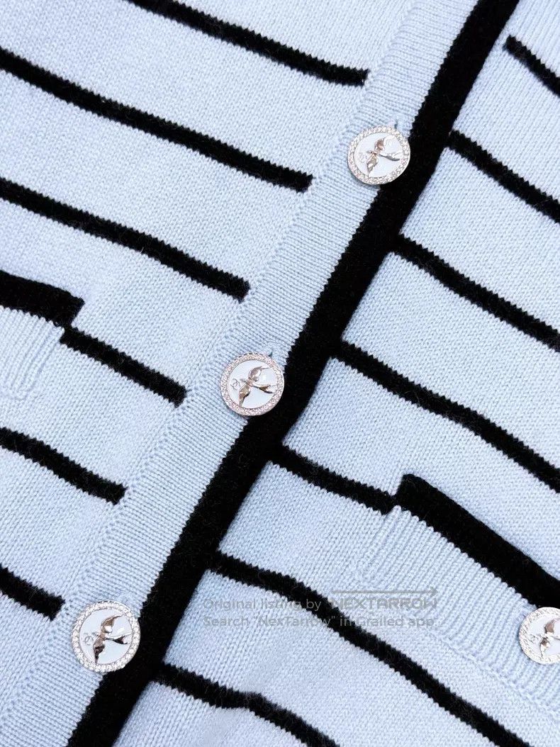 Chanel Chanel Black striped flying bird diamond button knitted ca Size XXS / US 00 / IT 34 - 4 Thumbnail