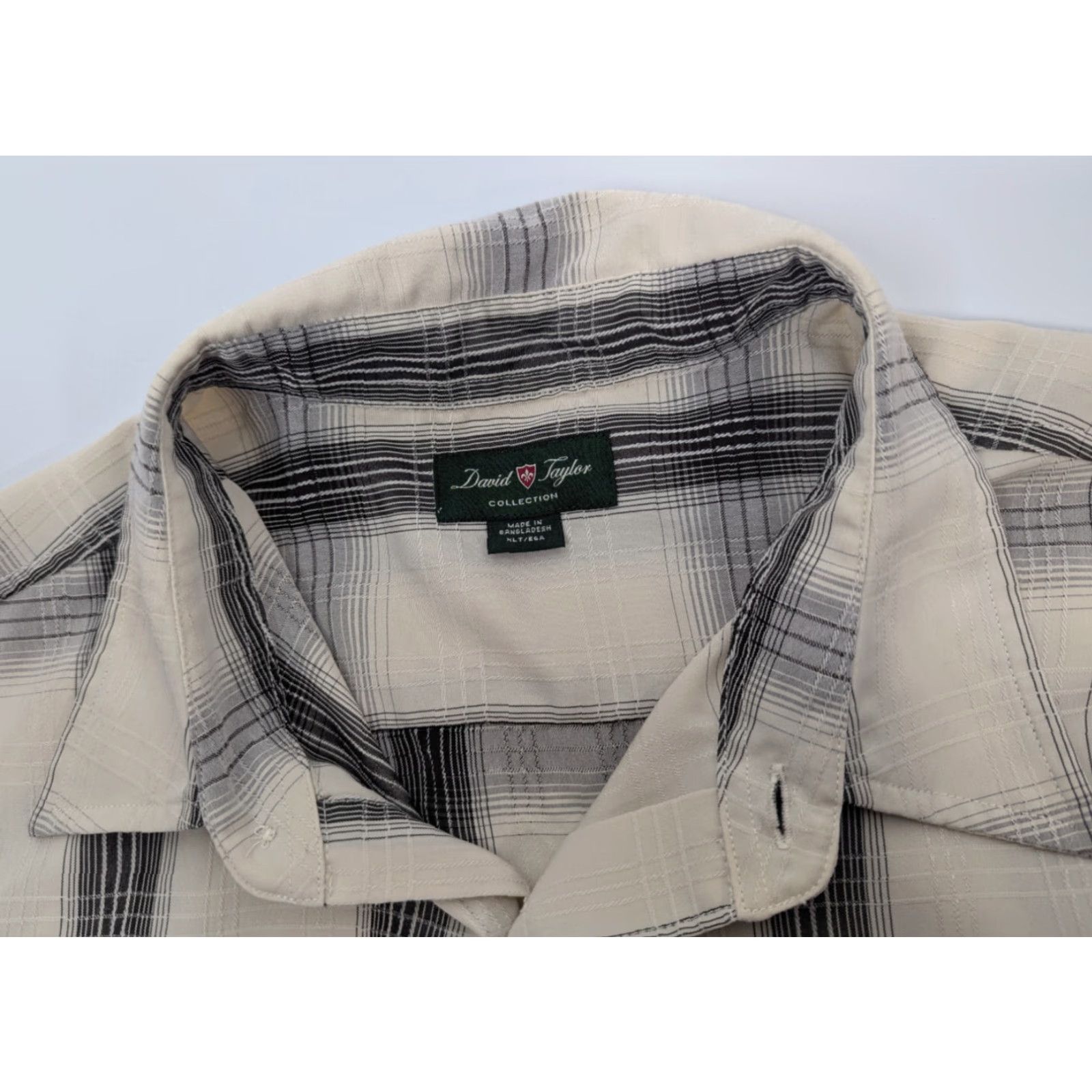 Vintage David Taylor Shirt Men’s XLT Big & Tall Beige Plaid Short Sleeve Collared Top Size US XL / EU 56 / 4 - 6 Thumbnail