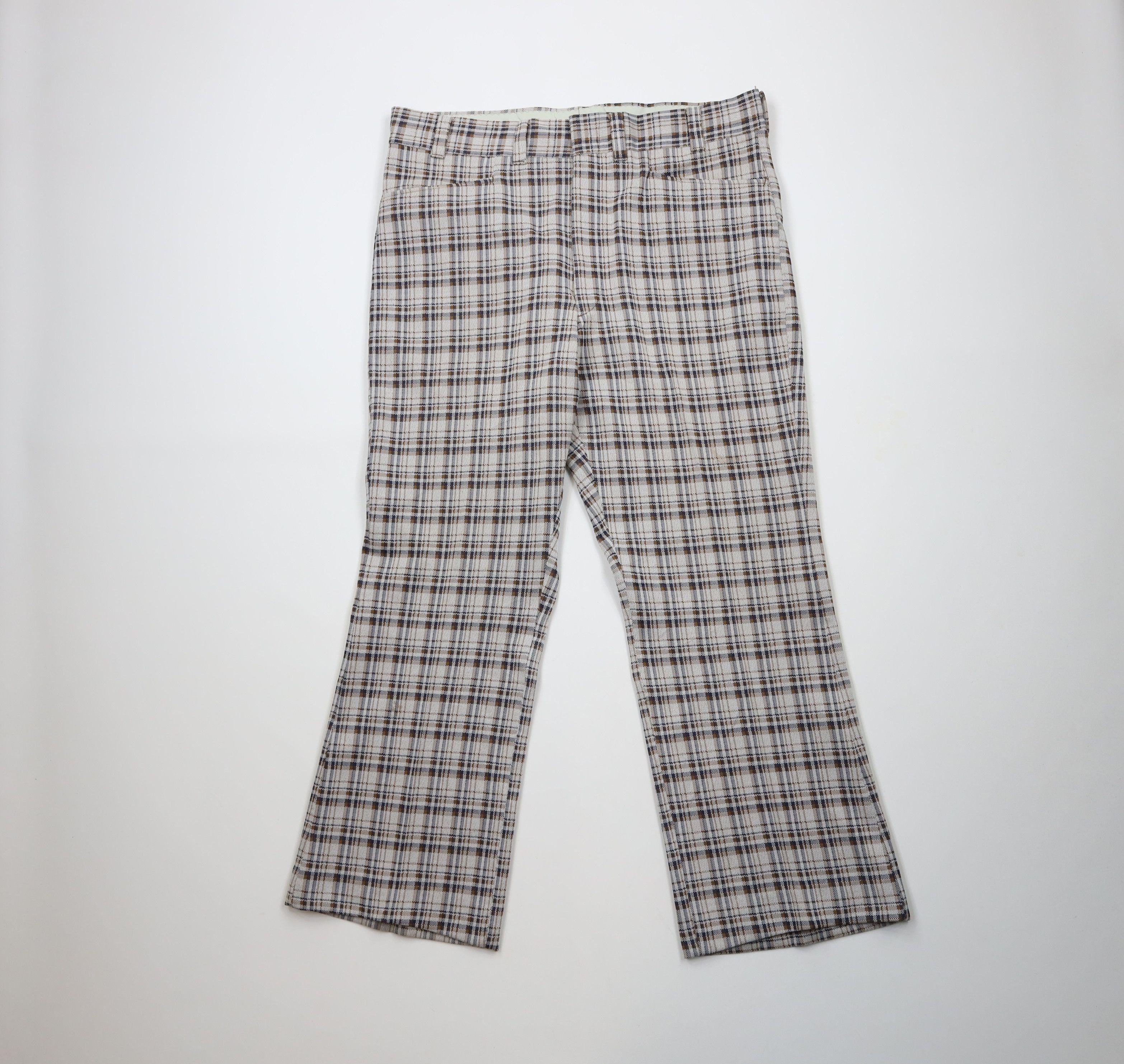 Vintage Vintage 60s 70s Streetwear Wide Leg Bell Bottoms Pants Plaid Size US 38 / EU 54 - 1 Thumbnail