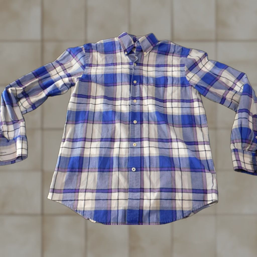 Izod Izod Shirt Mens Small blue plaid button-up classic casual retro Knit Cotton Long Sleeve Button-Down Collar Mens Size US S / EU 44-46 / 1 - 1 Thumbnail