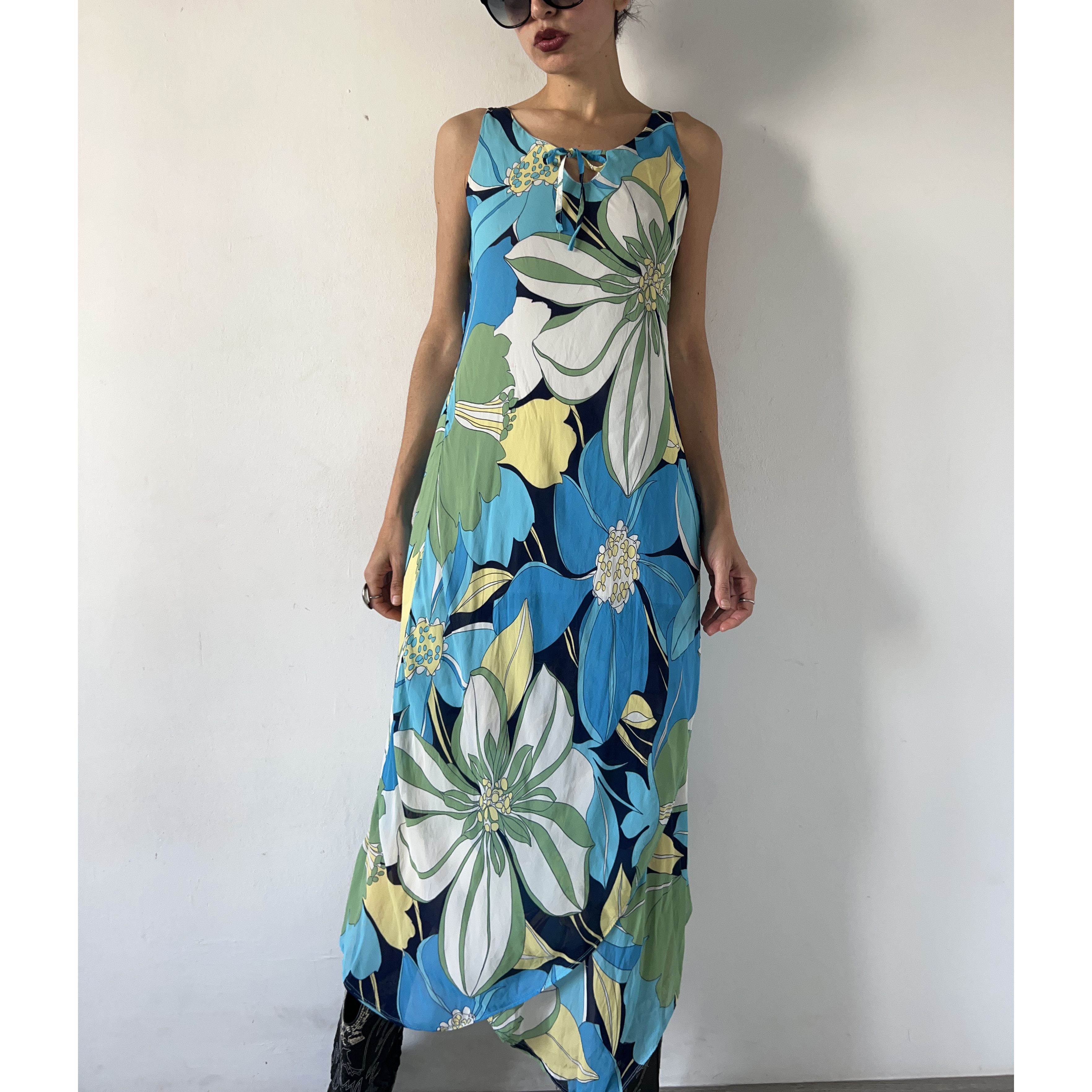 Vintage Y2k bias cut flower power asymmetrical maxi dress Size L / US 10 / IT 46 - 4 Thumbnail