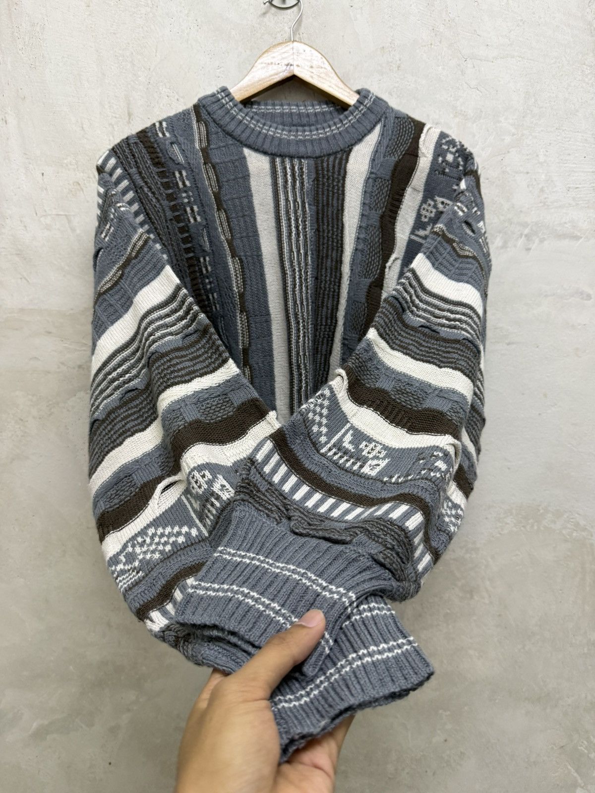 Vintage Vintage Coogi Style Multi Grey Crop Knitwear Size L / US 10 / IT 46 - 3 Thumbnail