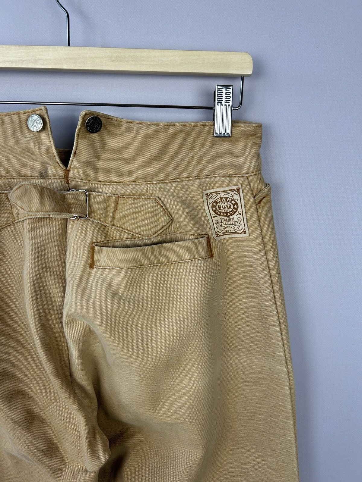 Cowboy Equipment × Vintage Vtg WAH Maker Jeans Size Frontier Buckle Back Button Fly 90s Size US 30 / EU 46 - 8 Thumbnail