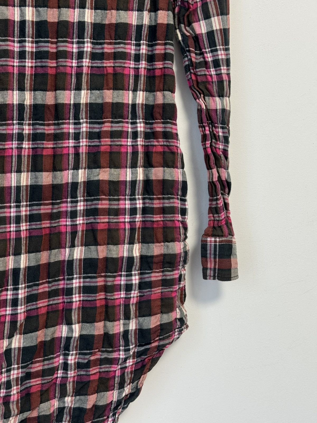 Acne Studios Acne Studios Pink Plaid Flannel Shirt Long Sleeve Size XXS / US 00 / IT 34 - 17 Thumbnail