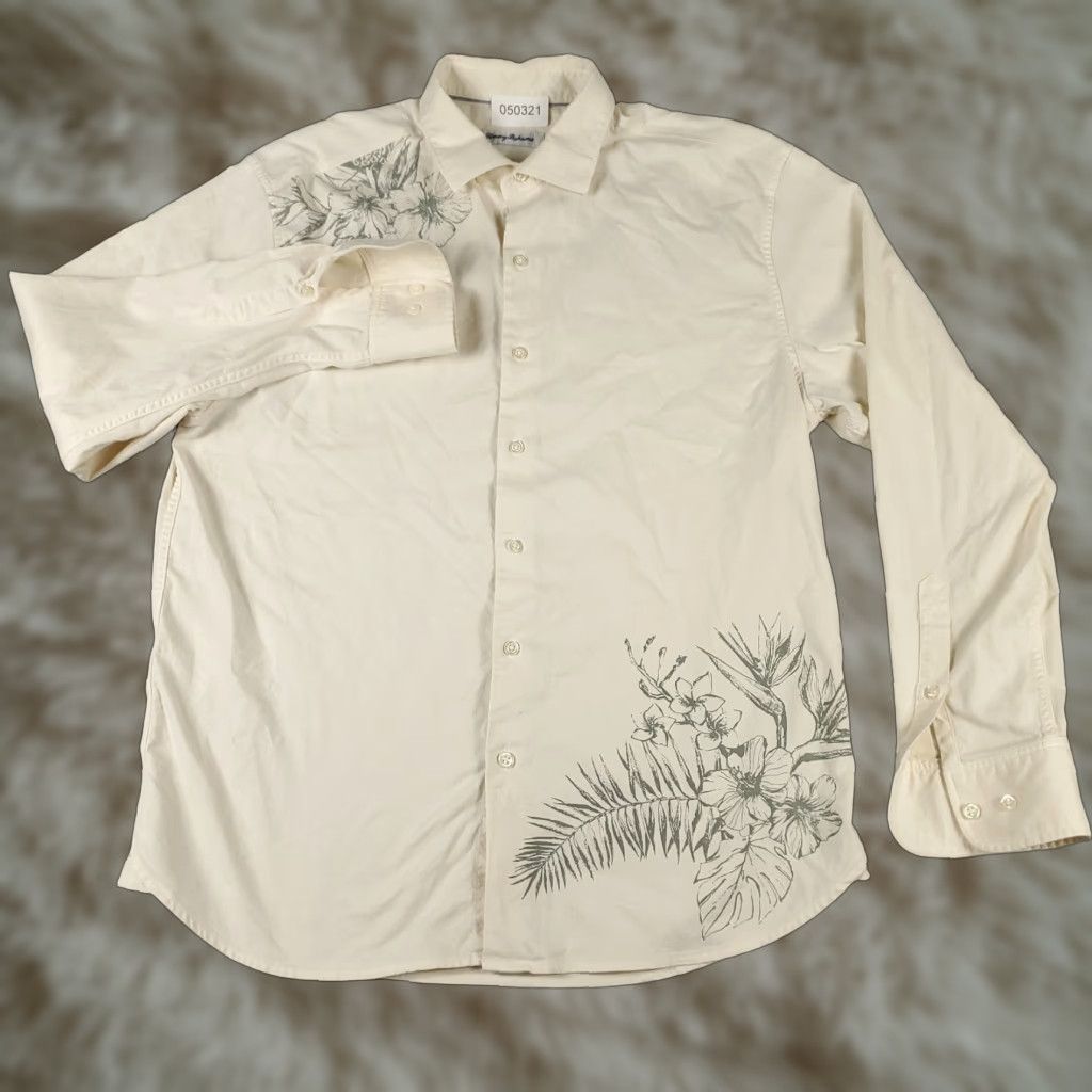 Tommy Bahama Tommy Bahama Shirt Mens Medium Ivory Cotton Button-Up Long Sleeve Size US M / EU 48-50 / 2 - 1 Thumbnail