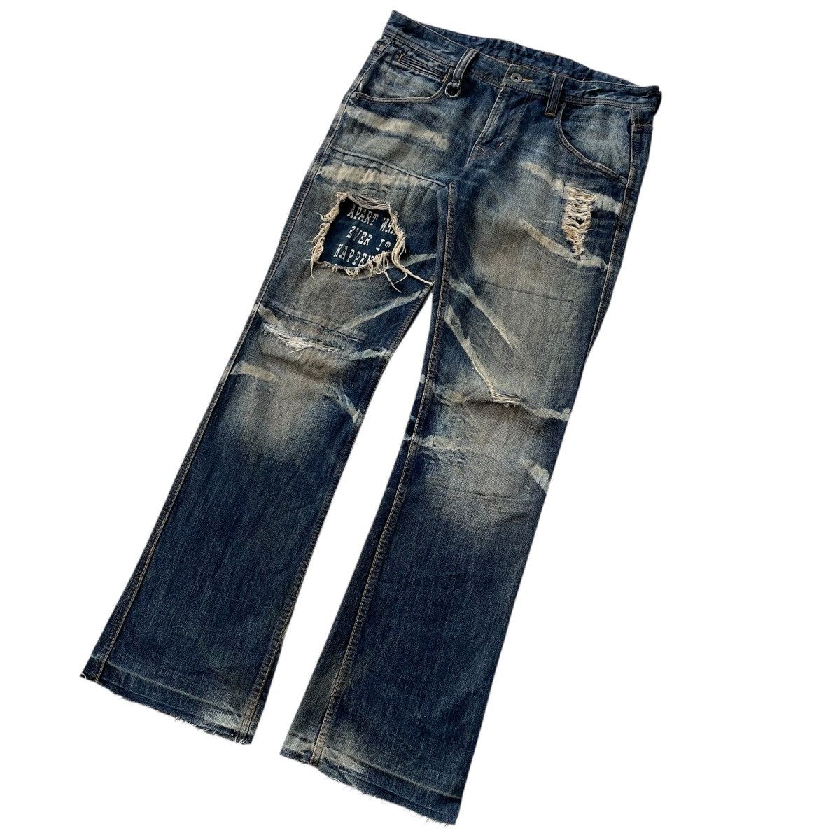 If Six Was Nine 2000s Hideaways - Flare Patchwork Distressed Jeans Size US 32 / EU 48 - 3 Thumbnail