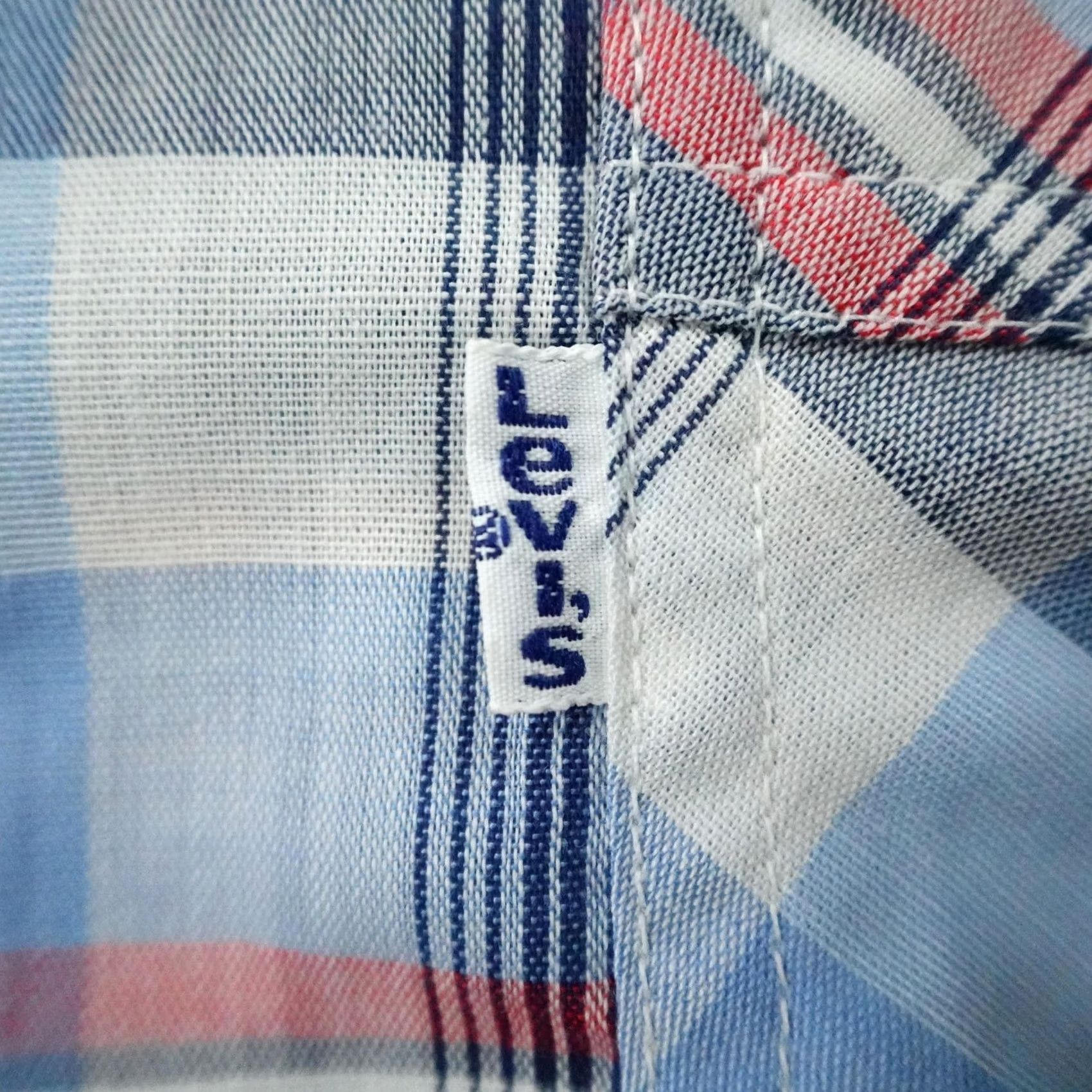 Levi's VINTAGE Levis Shirt Mens Small Blue Plaid Western Pearl Snap White Tab Rodeo 80s Size US S / EU 44-46 / 1 - 3 Thumbnail