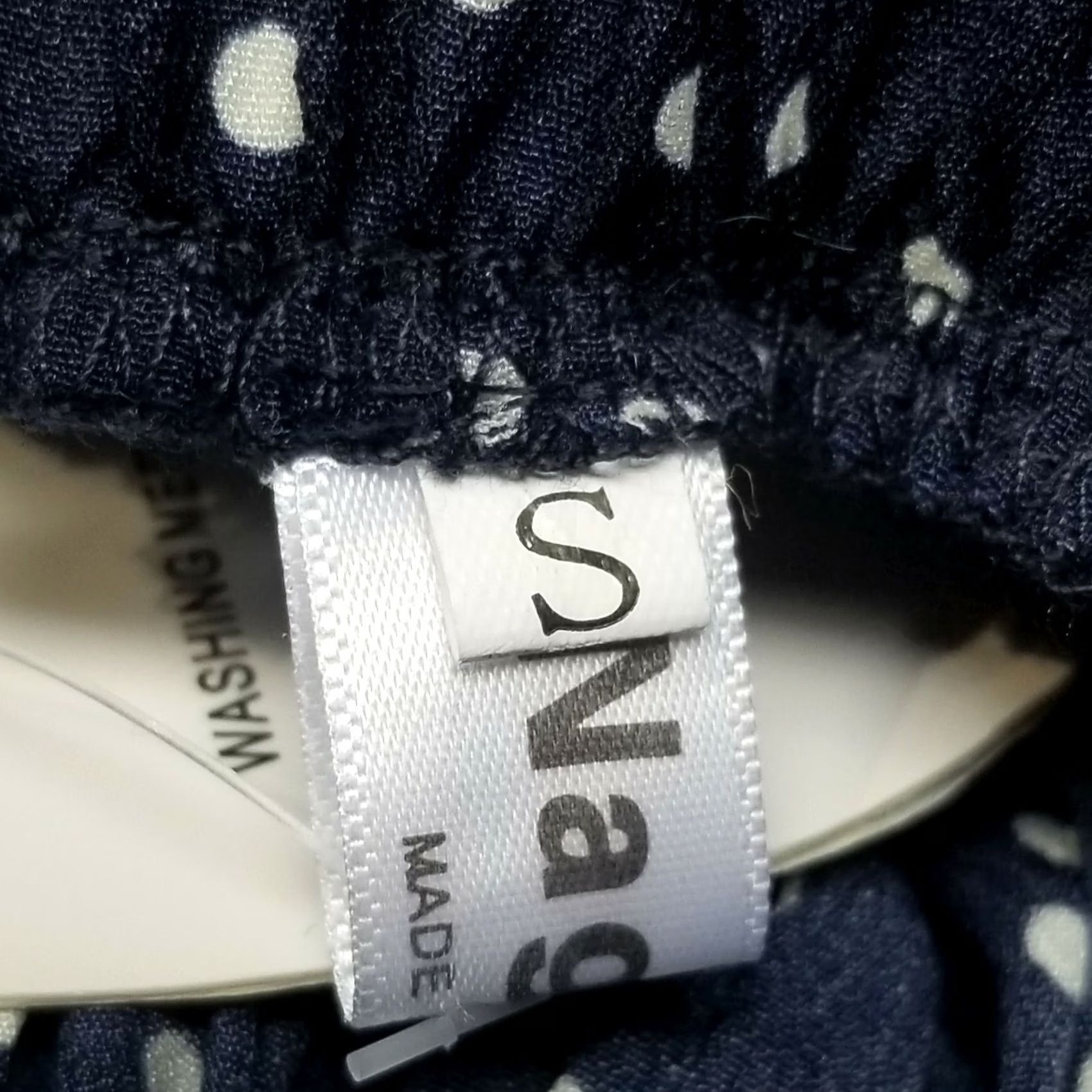 Vintage Naggoo Navy White Polka Dot A-Line Midi Skirt Small NWT High Waist Elastic Casual Women Size 28" / US 6 / IT 42 - 2 Thumbnail