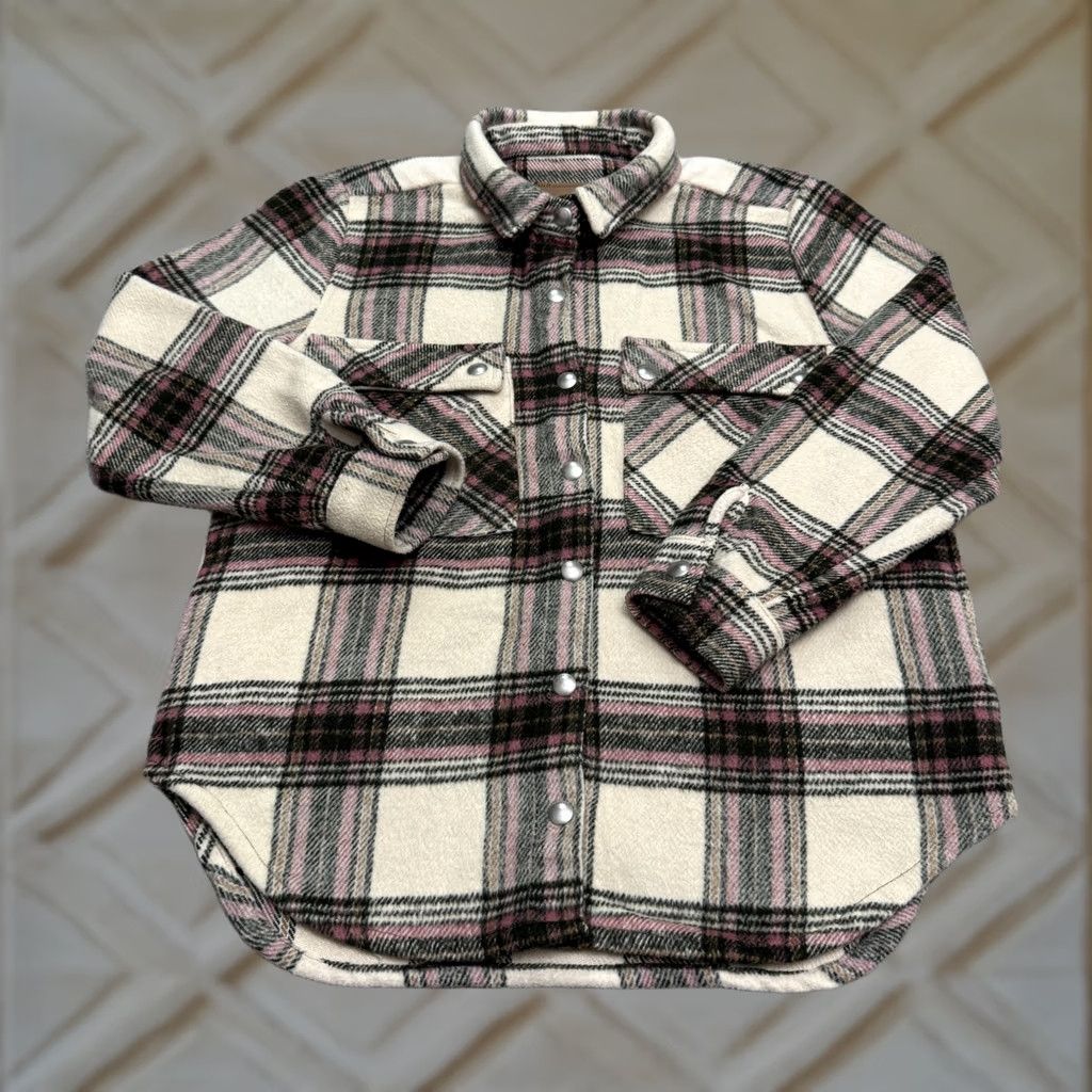 Vintage BlancNYC Shacket Womens Small Plaid Flannel Oversized Button Down Casual Shirt Size S / US 4 / IT 40 - 1 Thumbnail
