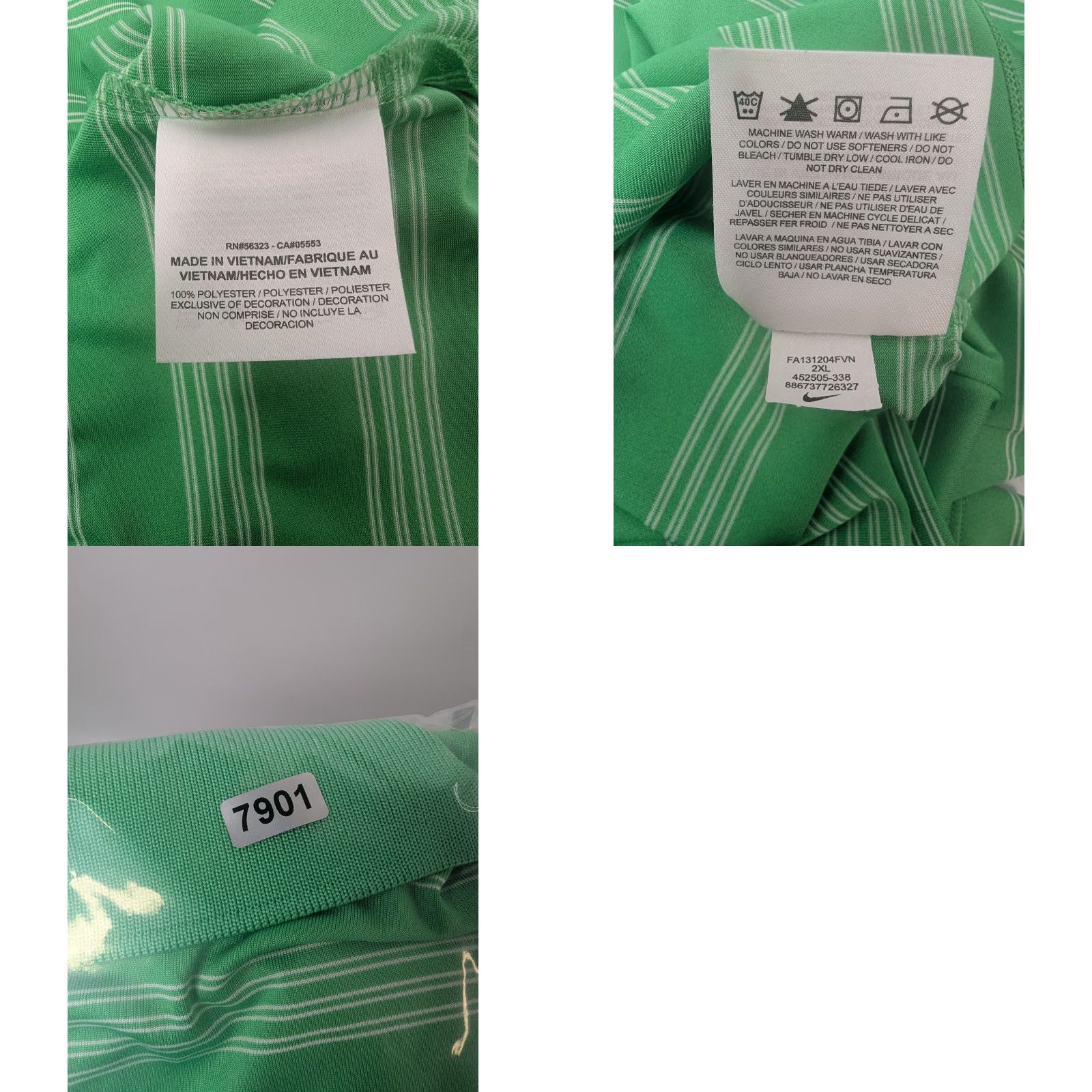 Nike Nike Golf Polo Shirt Mens 2XL Green Stripe Tour Performance Dri-FIT 452505-338 Size US XXL / EU 58 / 5 - 8 Thumbnail