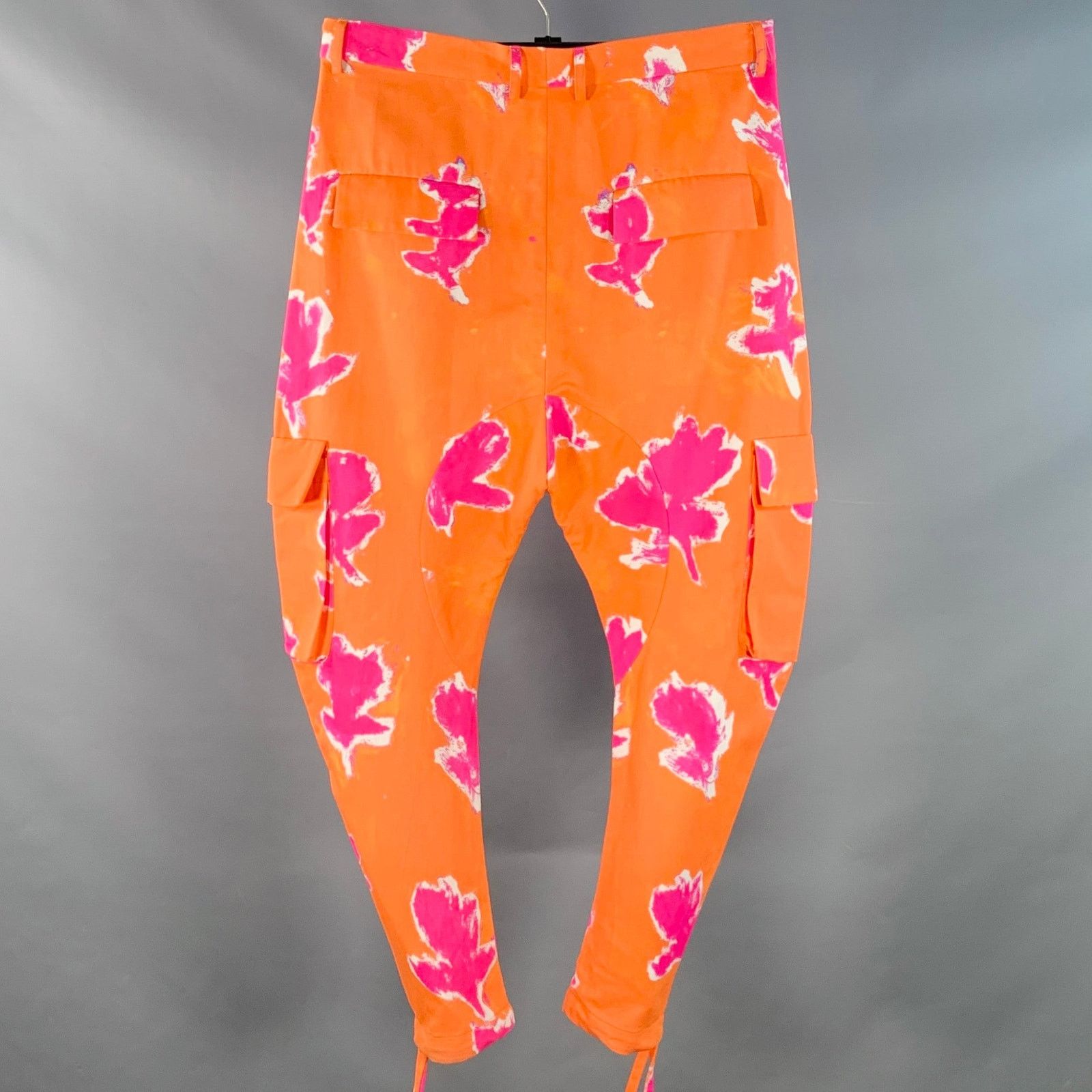 Prabal Gurung Orange Pink Cotton Blend Drop Crotch Cargo Casual Pants Size US 29 - 3 Thumbnail