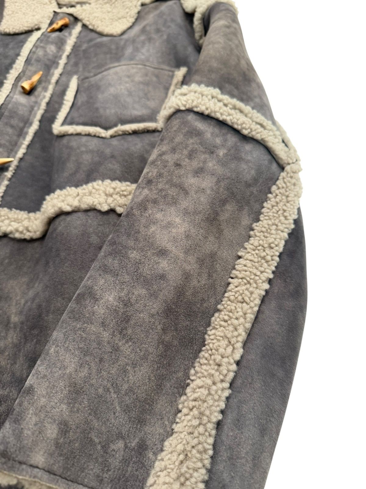 Acne Studios $3100 Gray Paneled French Lamb Shearling Jacket Size US S / EU 44-46 / 1 - 6 Thumbnail