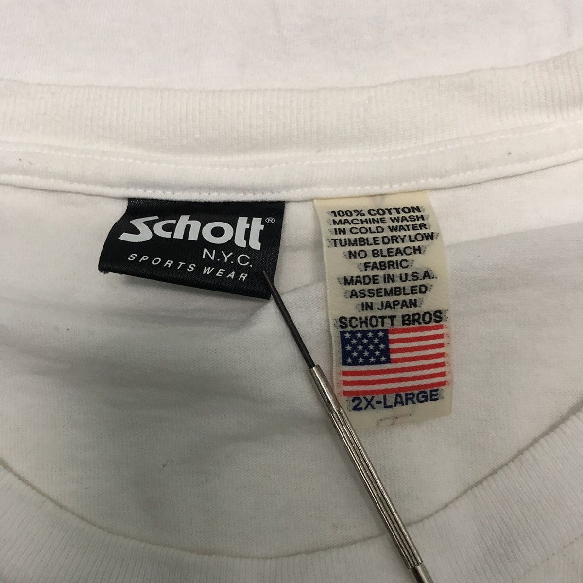 Schott × Vintage Vtg Schott NYC Spell Out Logo Tshirt Size US XXL / EU 58 / 5 - 7 Thumbnail