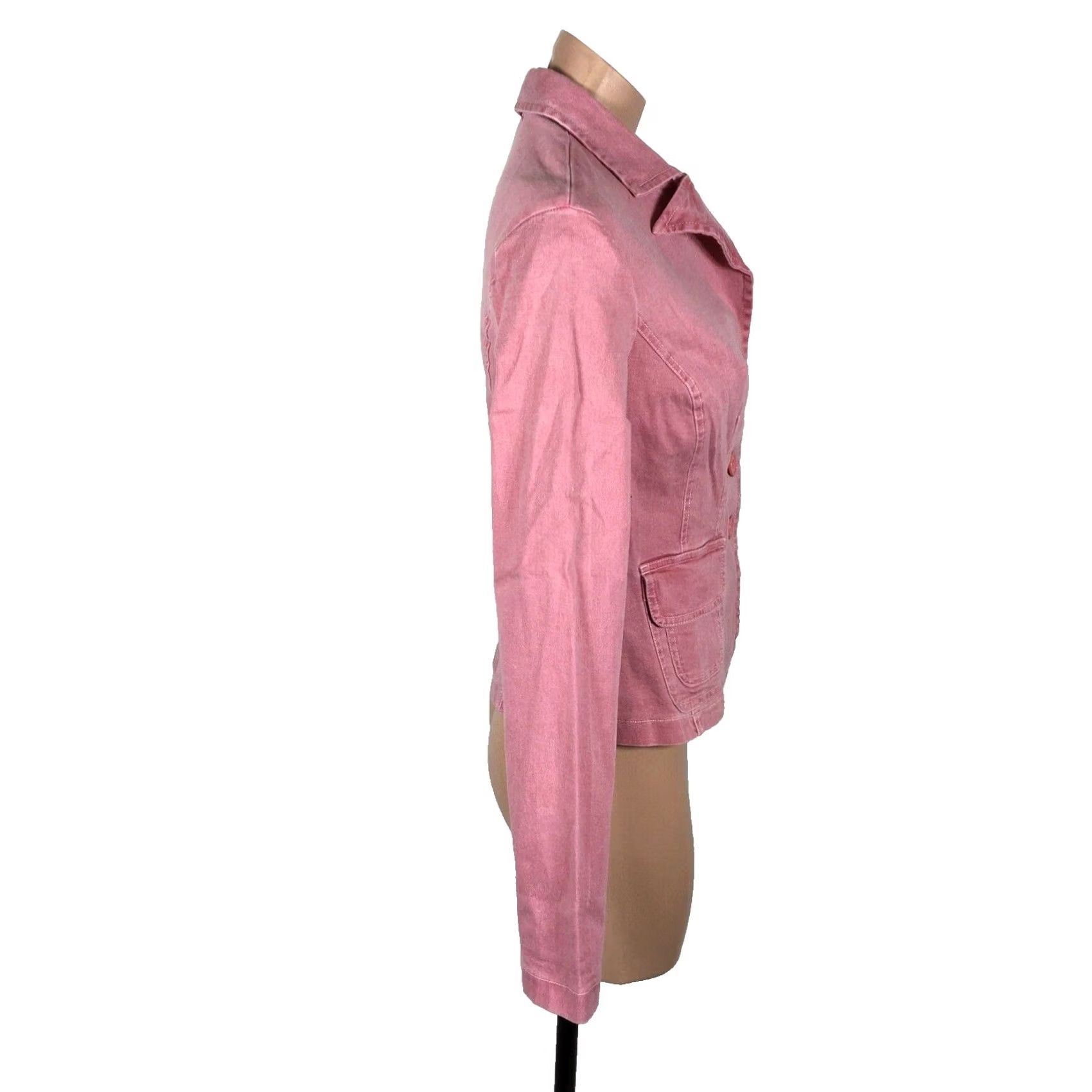 Guess VINTAGE GUESS Blazer Shirt Women XS Pink Red 90s Y2K Denim Cotton Blend USA Made Three Button Distressed Size XS / US 0-2 / IT 36-38 - 5 Thumbnail
