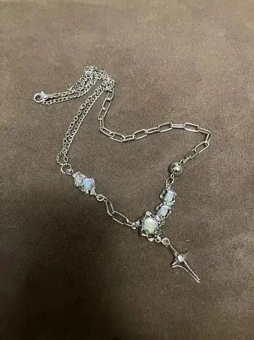 Jewelry Electro Chain Crystal Stone Silver Abstract Star Pop Fantasy Size ONE SIZE - 6 Thumbnail