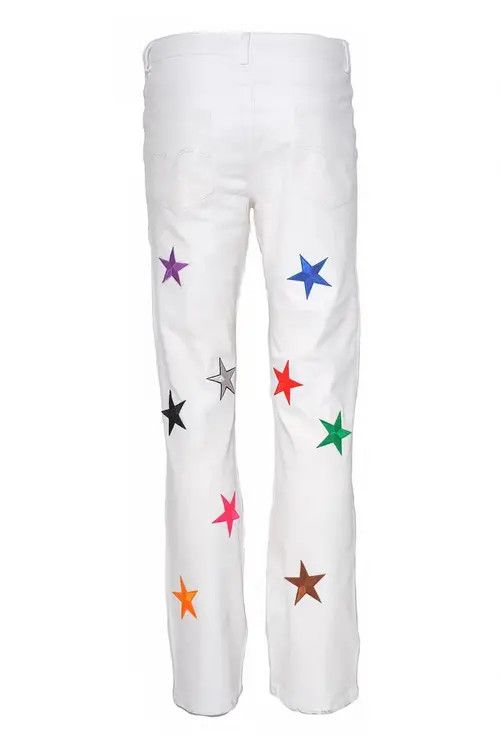 VIBE High Street Hip Hop Multicolored Star Embroidered Jeans Size US 31 - 5 Thumbnail