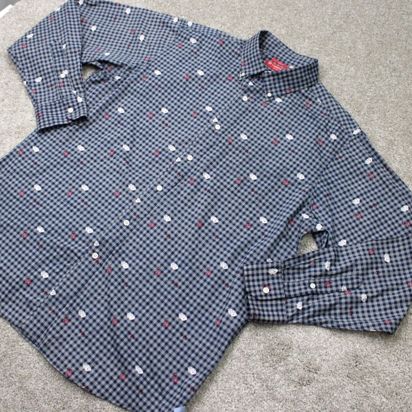 Cremieux Cremieux AOP Shirt Mens XL Blue Slim Fit Cards Print Cotton L/S Button-Up Collar-Down Vintage No Size US XL / EU 56 / 4 - 4 Thumbnail