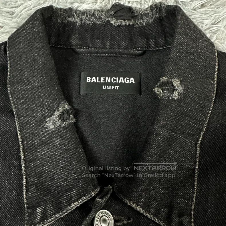 Balenciaga Balenciaga Black Embroidery Distressed Denim Jacket Size US M / EU 48-50 / 2 - 3 Thumbnail