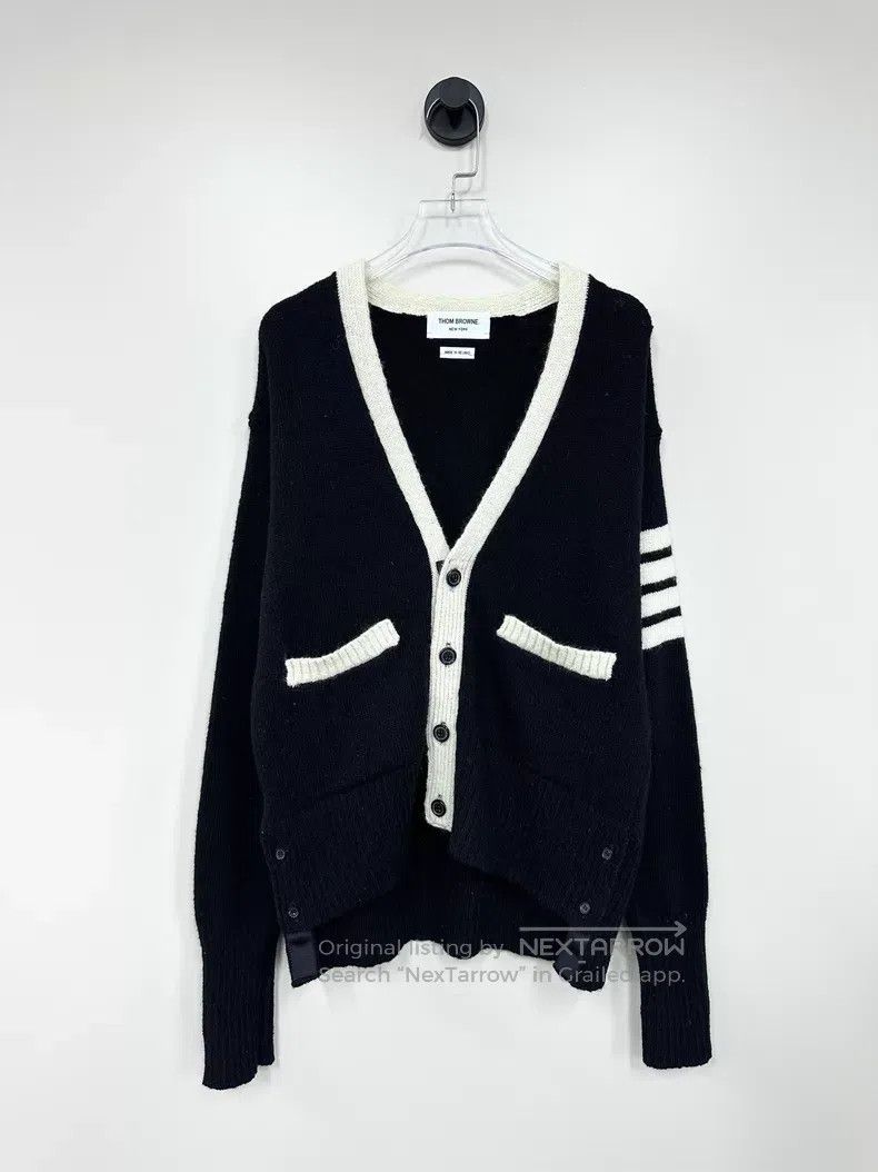 Thom Browne Thom Browne Black classic four-striped knit cardigan Size US XS / EU 42 / 0 - 1 Thumbnail