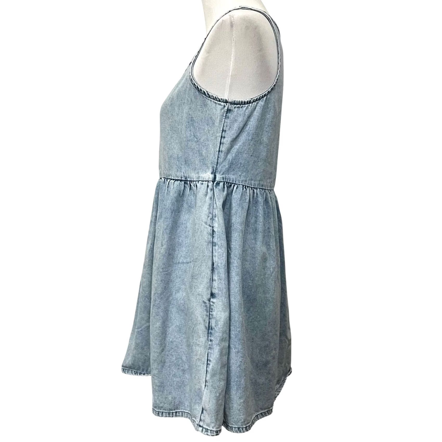 American Eagle Outfitters American Eagle Denim Sleeveless Dress Light Blue Mini Pockets Sz Small Petites Size S / US 4 / IT 40 - 4 Thumbnail