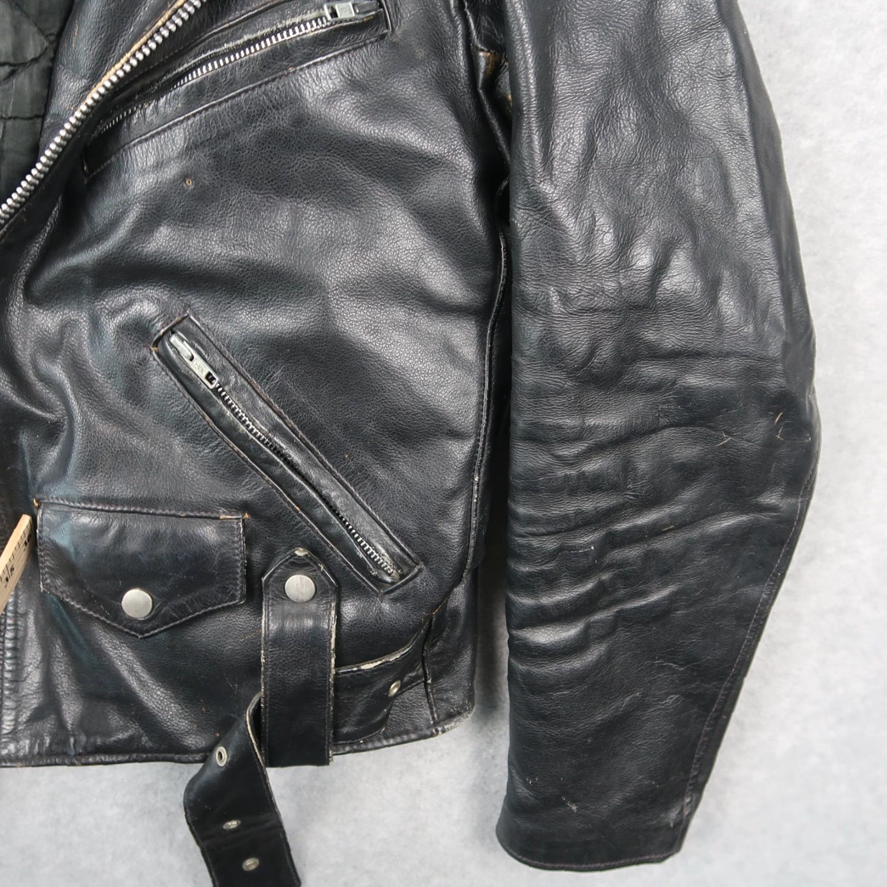 Harley Davidson VINTAGE Harley-Davidson Men Jacket 38 Black Leather Biker Zip Pockets Lined Size US XXS / EU 40 - 4 Thumbnail