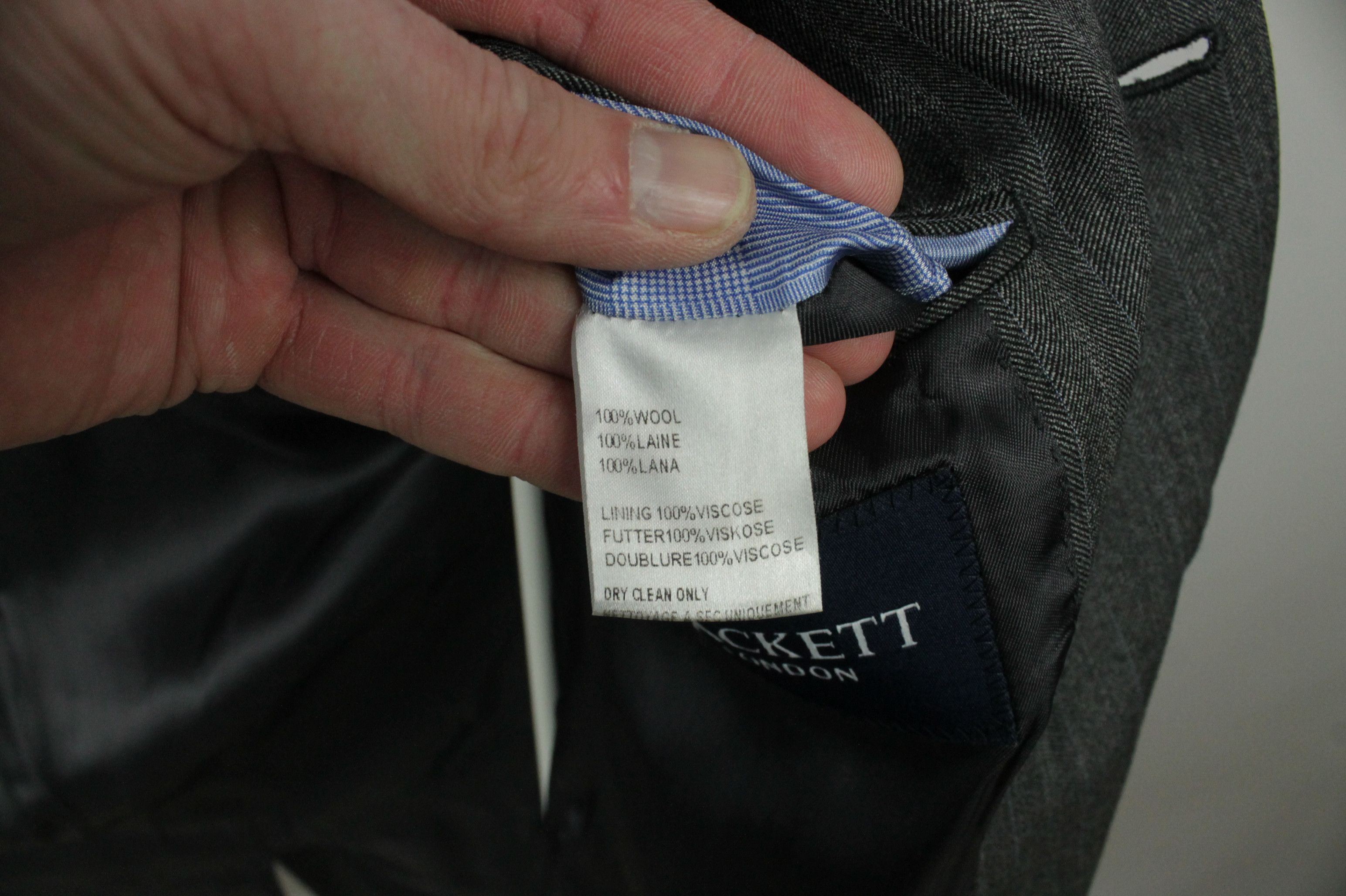 Hackett Hackett London Gray Micro Herringbone Wool 3BTN Formal Suit Size 42R - 7 Thumbnail