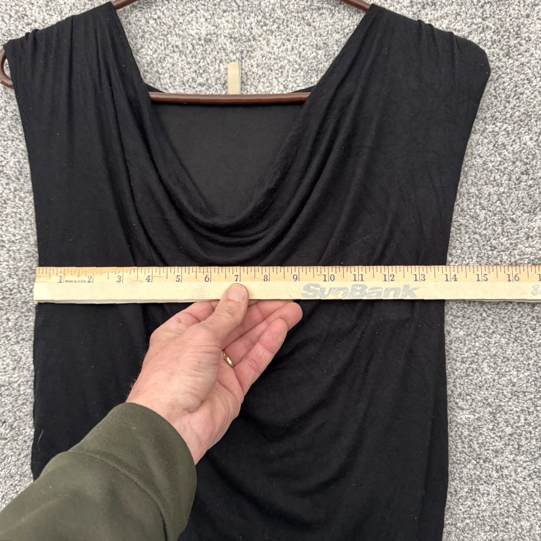 Vintage b.young Evening Wear Dress Sleeve Short Cowl Neck Pullover Knee Length Black M Ruched Stretch Sheath Party/Cocktail Vintage No Womens Size M / US 6-8 / IT 42-44 - 2 Thumbnail