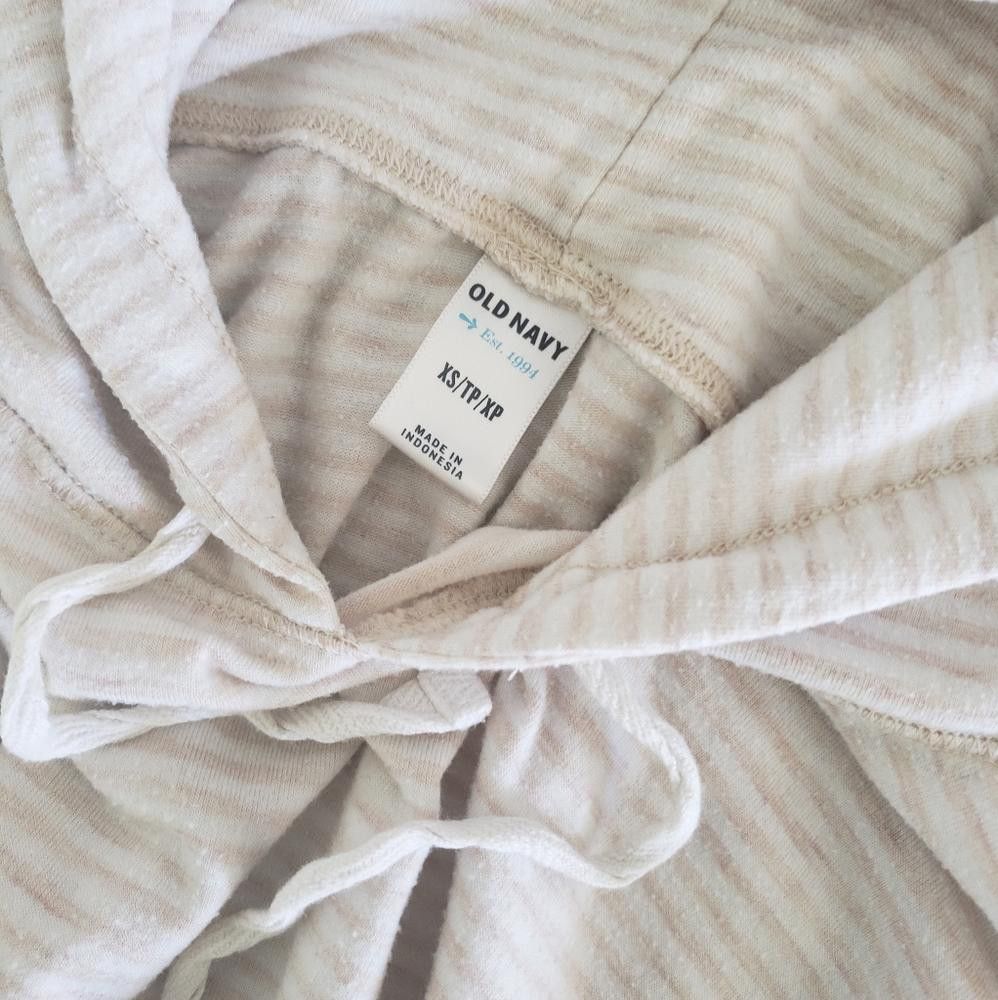 Old Navy White Beige Striped Old Navy Hoodie Size XS / US 0-2 / IT 36-38 - 3 Thumbnail