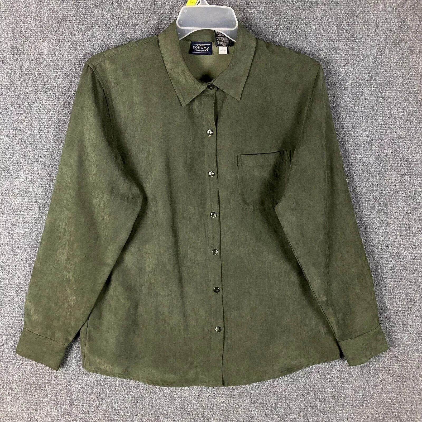 Sonoma Sonoma Button Up Top Women's Large 14/16 Suede Long Sleeve Size L / US 10 / IT 46 - 1 Thumbnail