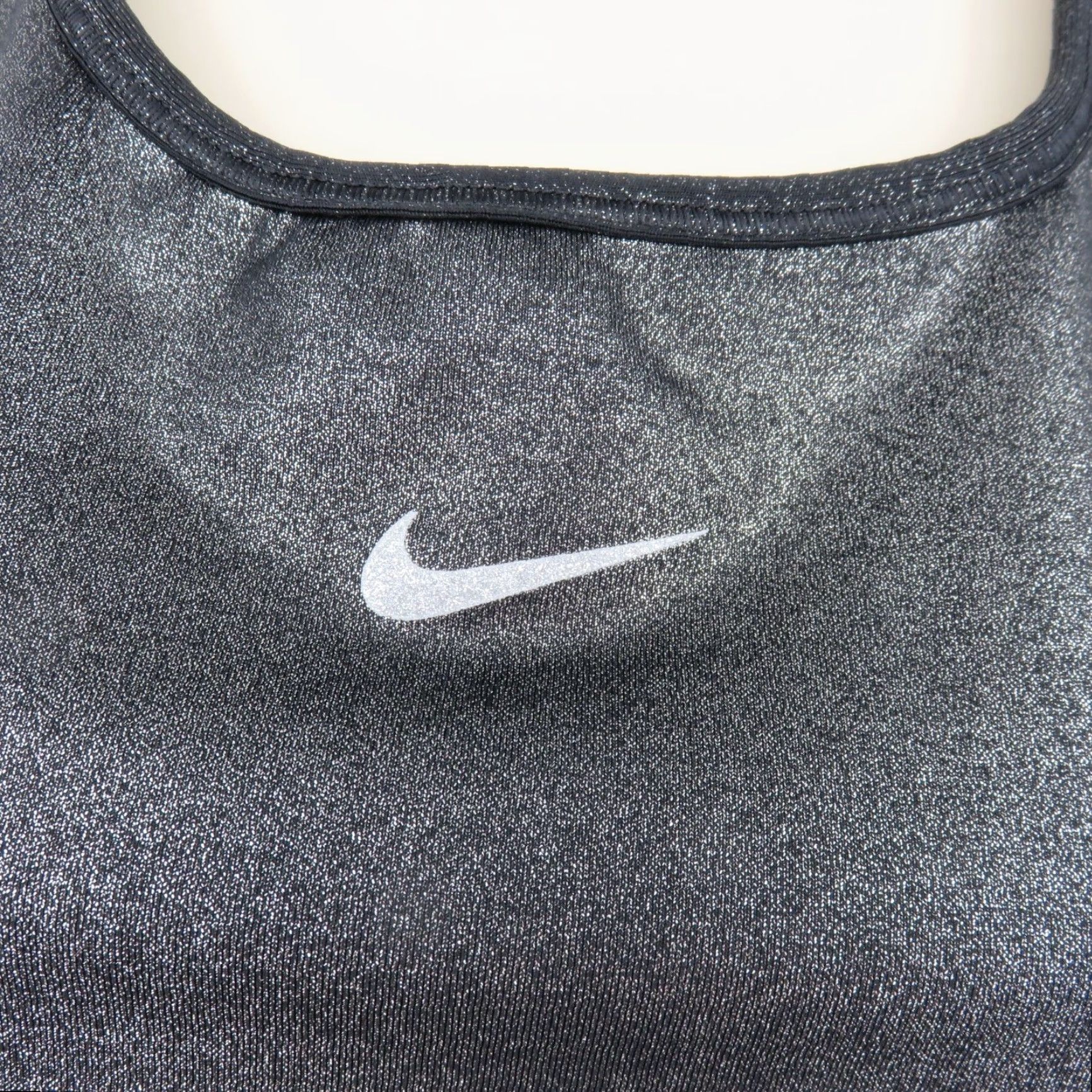 Nike Nike Dri-Fit Sports Bra Women L Black Gray Shimmer Racerback Wireless Nike Dri-FIT Bra L Womens Raceback Pullover Quick-Search Size ONE SIZE - 4 Thumbnail