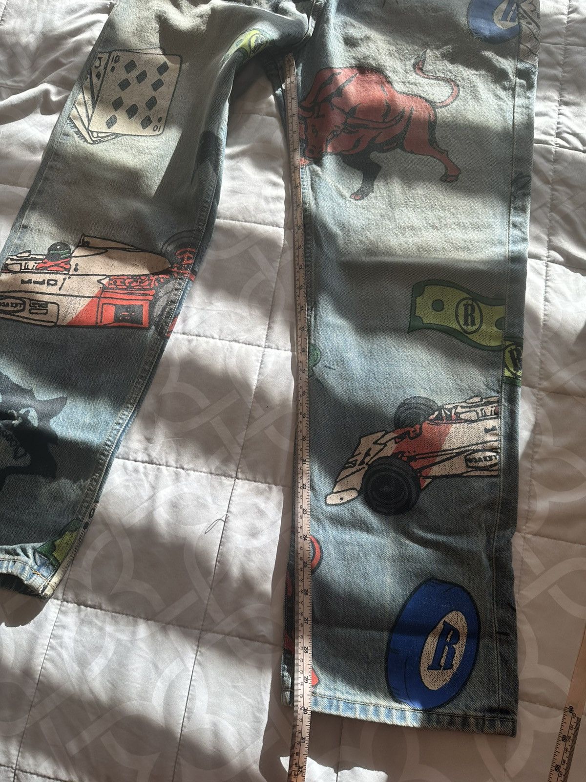 Rhude Rhude “Race Money Bull Graphic Denim Jeans Men’s Size 34-32 Size US 34 / EU 50 - 9 Thumbnail