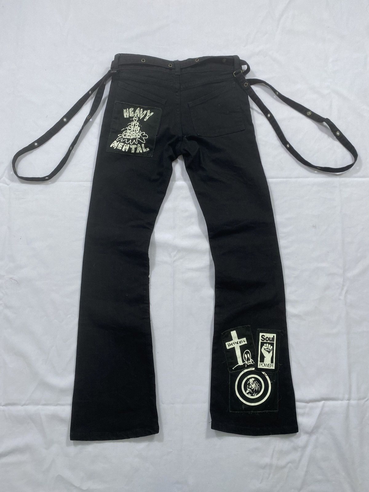 14th Addiction Sick KIDS Distressed Hysteric Glamour PUNK Flare Pants Size US 26 / EU 42 - 3 Thumbnail