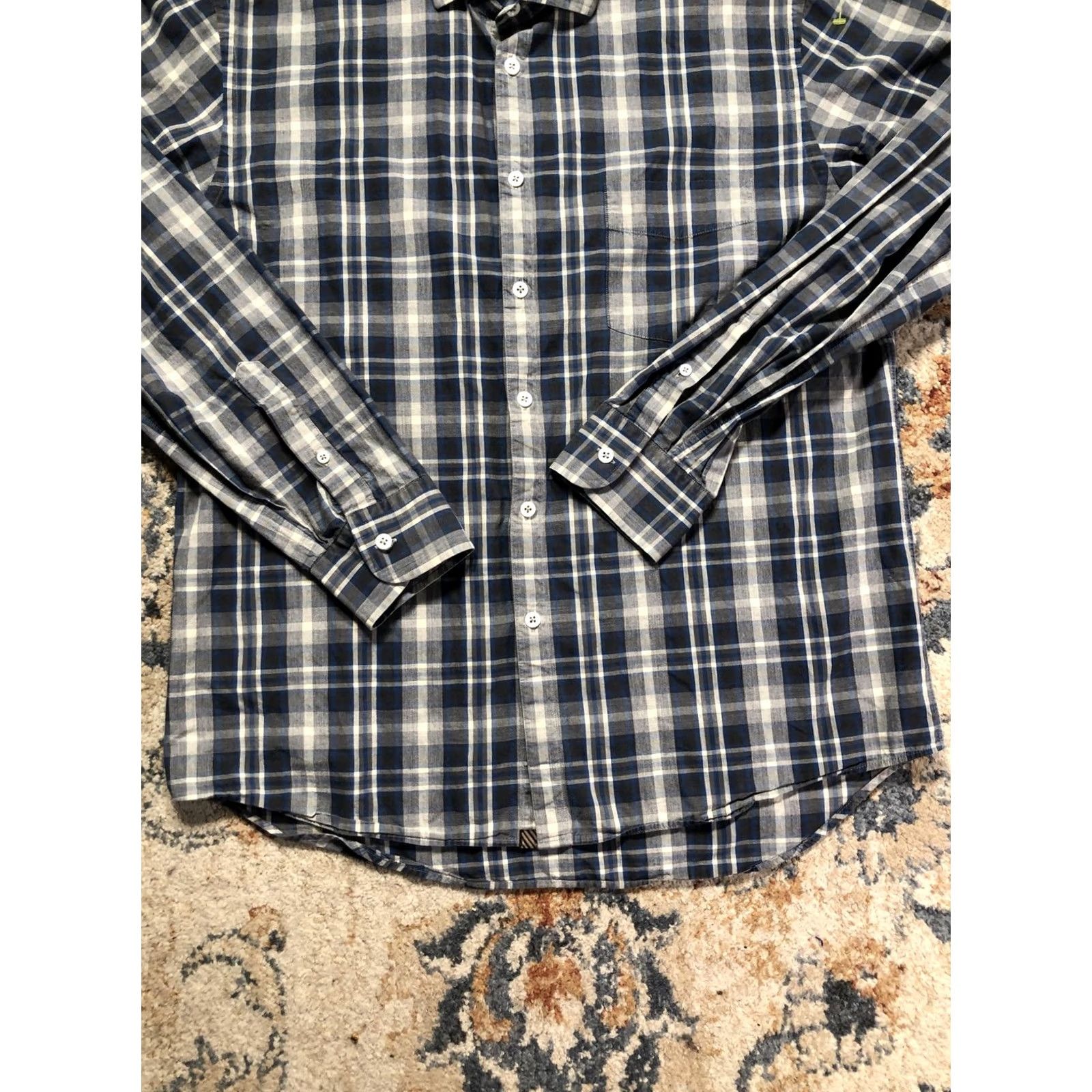 Billy Reid Billy Reid Mens Large Blue Plaid Shirt Long Sleeve Button-Up Casual Regular Fit Cotton Size US L / EU 52-54 / 3 - 5 Thumbnail