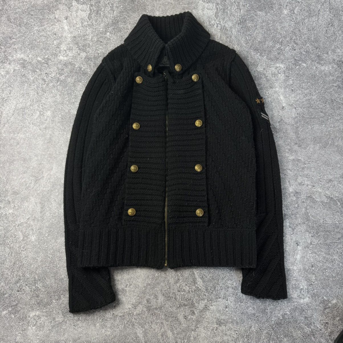If Six Was Nine Napoleon Black Knitted Military Cardigan Gold Crest Buttons Size S / US 4 / IT 40 - 1 Thumbnail