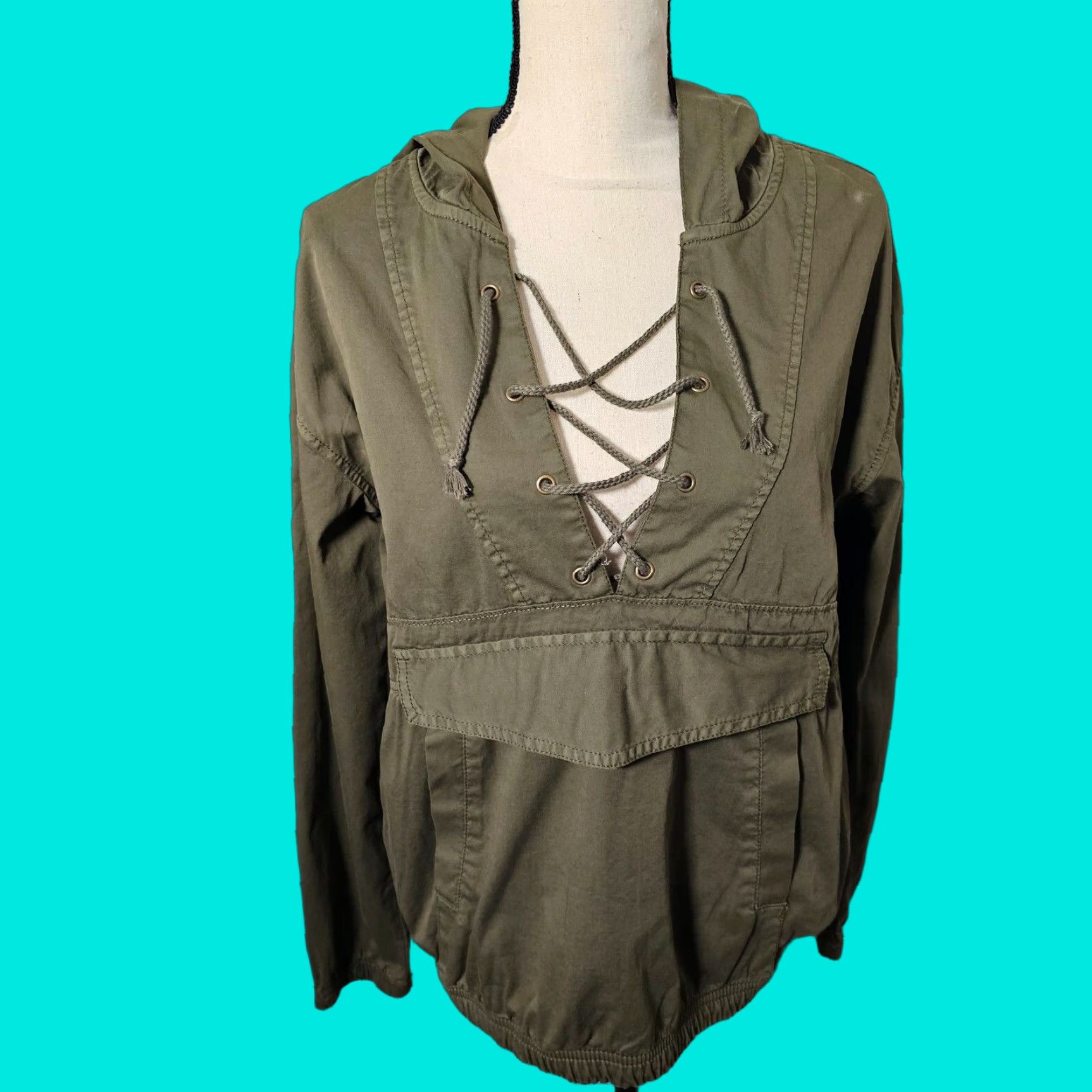 Vintage American Heritage Hooded Jacket Womens Short Olive Green Lace Size M Casual Size M / US 6-8 / IT 42-44 - 1 Thumbnail