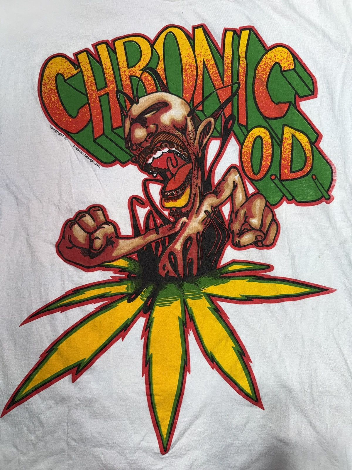 Other Vintage 90s Chronic OD Weed Strand Hemp T Shirt White Size US L / EU 52-54 / 3 - 2 Thumbnail