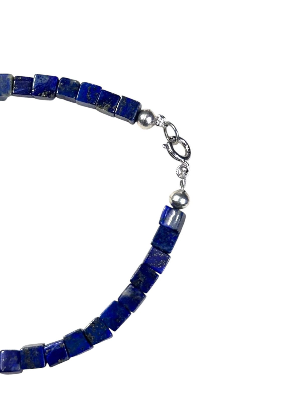 Vintage STERLING SILVER AND CUBE CUT LAPIS LAZULI BRACELET Size ONE SIZE - 7 Thumbnail