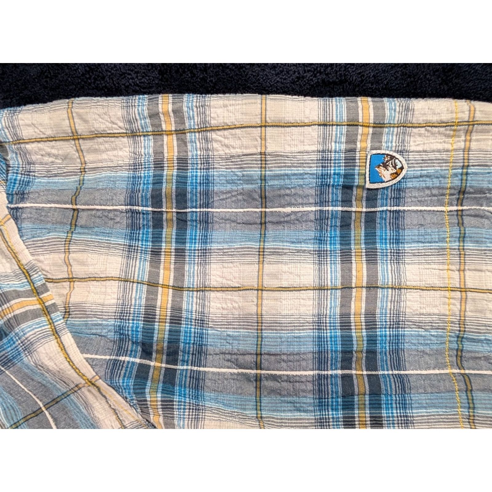 Vintage Kuhl Shirt Mens Large Gray Blue Plaid Button Up Chambray Hiking Outdoors Utility Shirt Size US L / EU 52-54 / 3 - 3 Thumbnail