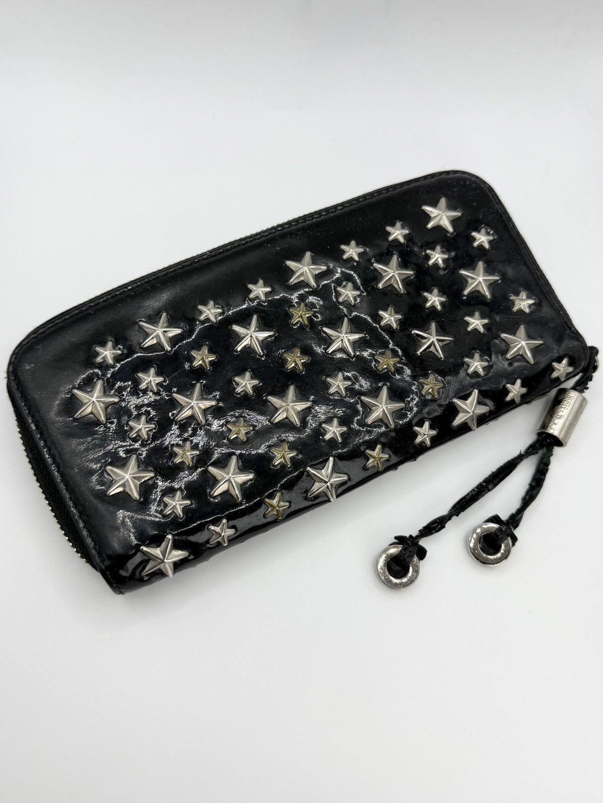 2010s Jimmy Choo ‘Filipa’ Star Stud Black Leather Zip Wallet