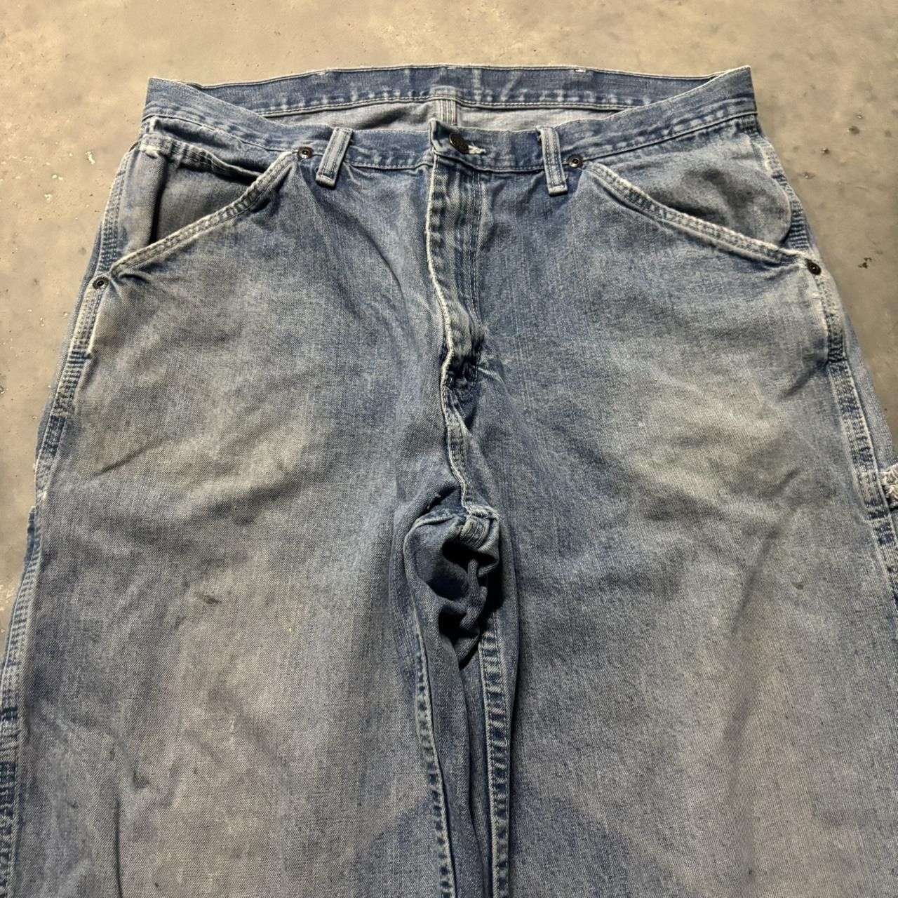 Japanese Brand × Vintage Crazy Vintage Y2K/2000s Baggy Light Wash Distressed Skater Carpenter Denim Jeans! Size US 34 / EU 50 - 5 Thumbnail