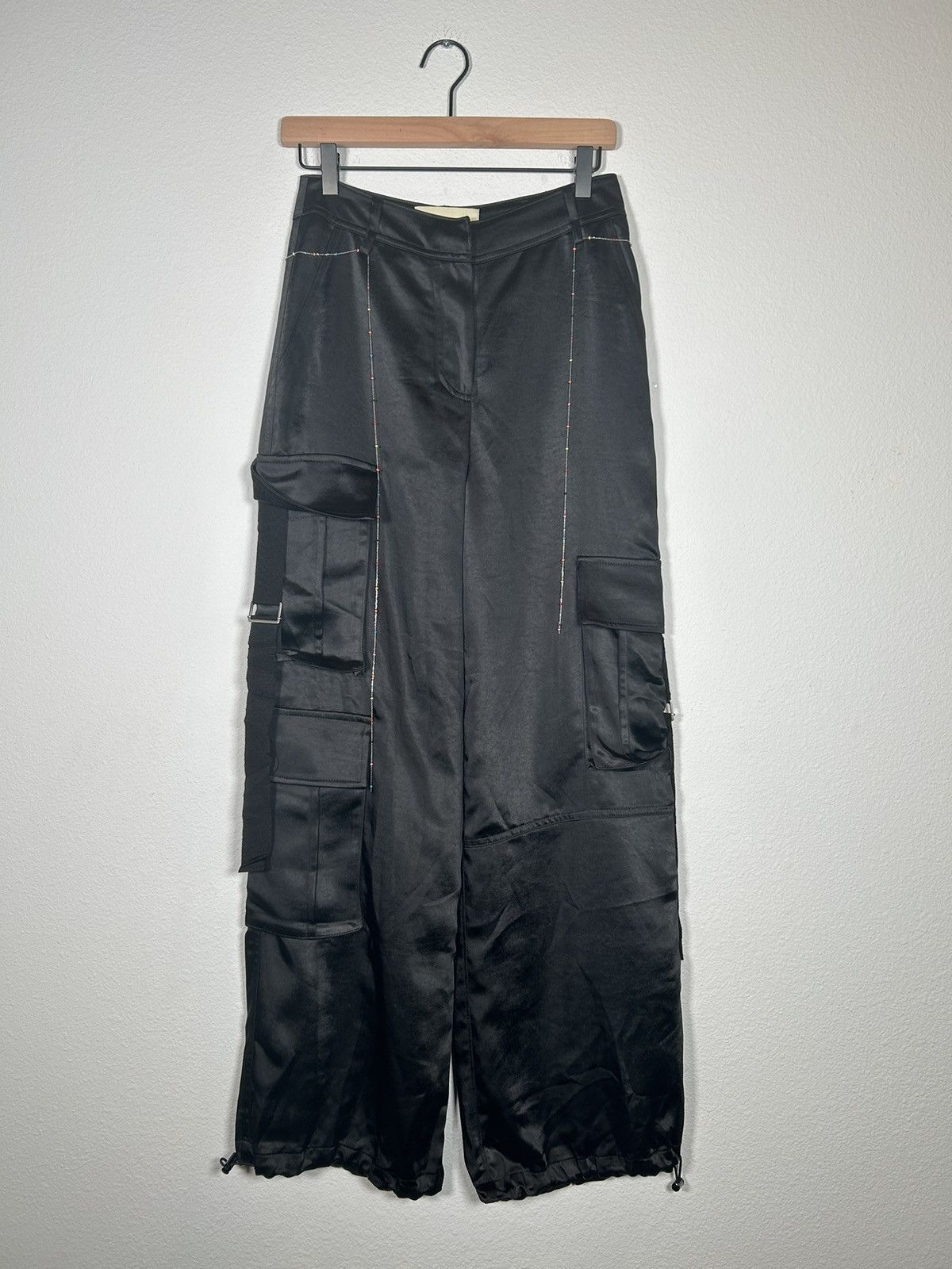 image of Andersson Bell Satin Silk Parachute Bead Pants in Black, Men's (Size 28)