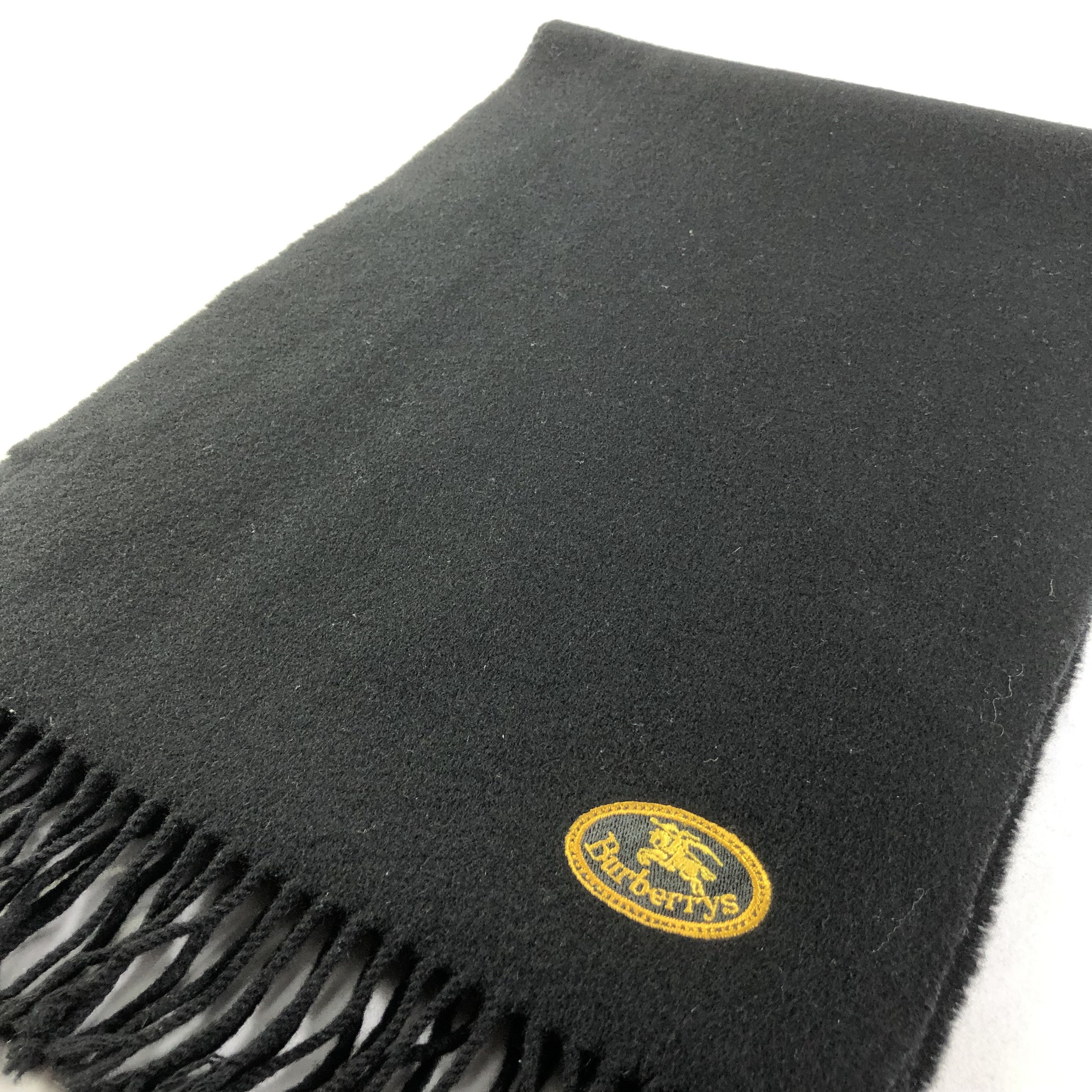 Burberry Burberrys Plain Black Wool Scarf Muffler V1650 Size ONE SIZE - 3 Thumbnail