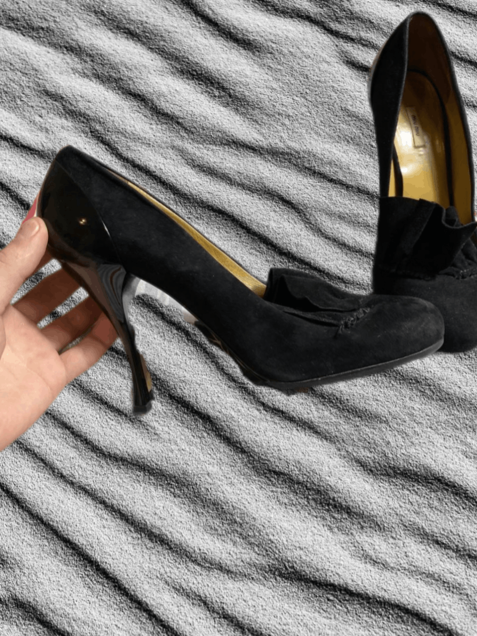 Miu Miu Luxury Shoes Heels Made In Italy in Black, Women's (Size 8)